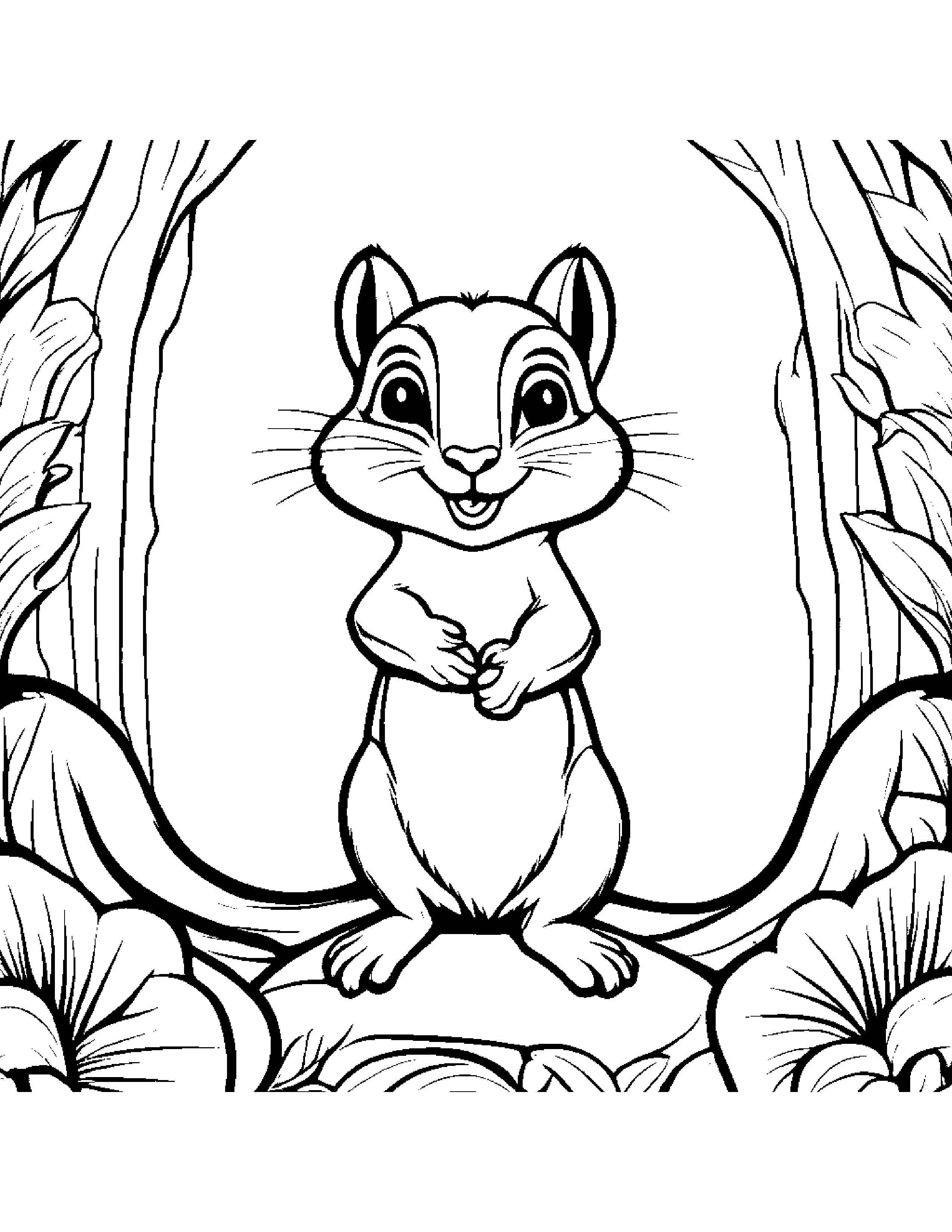 Sunny Chipmunk Dancing #3 Coloring Page (Free Printable PDF)