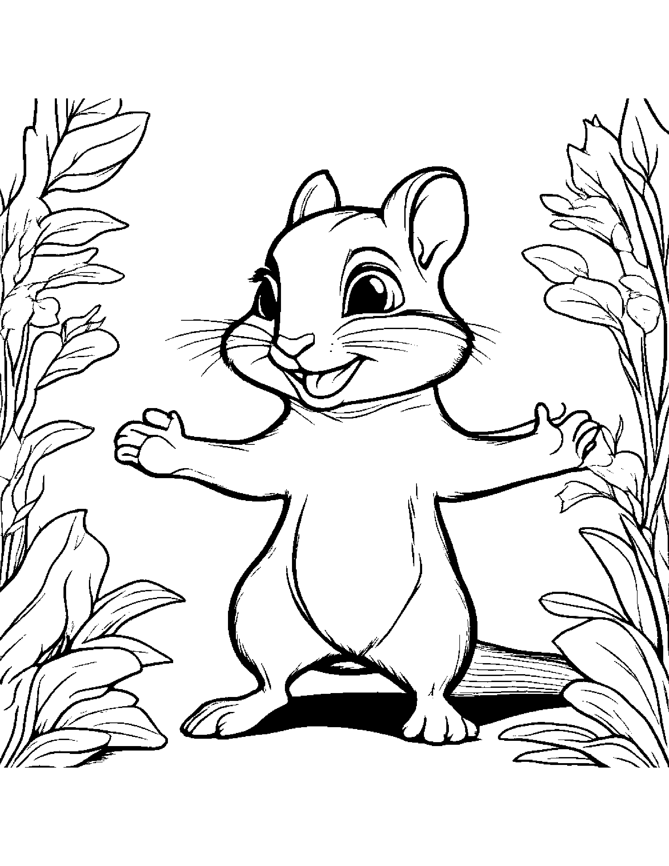 Sunny Chipmunk Dancing #5 Coloring Page (Free Printable PDF)