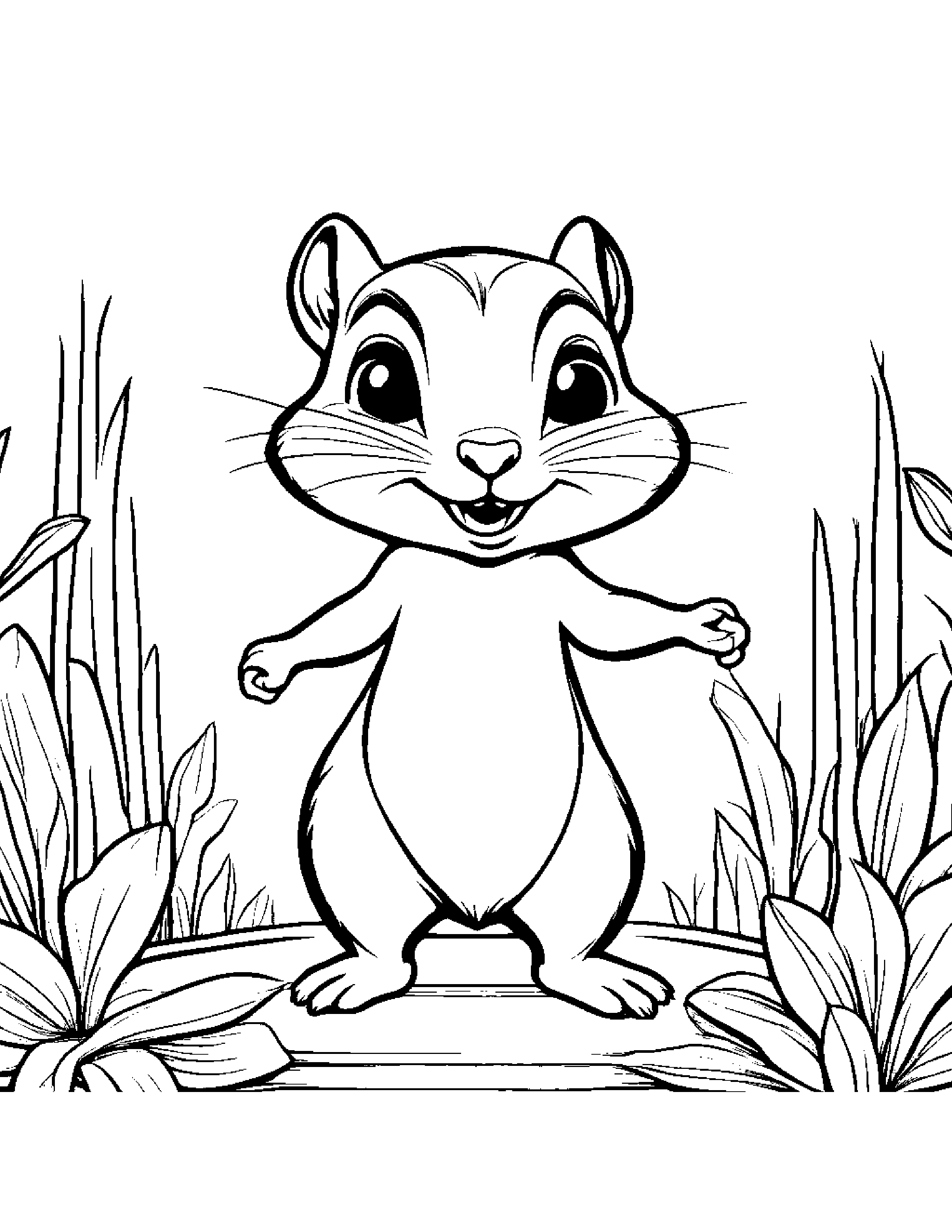 Sunny Chipmunk Dancing Coloring Page (Free Printable PDF)