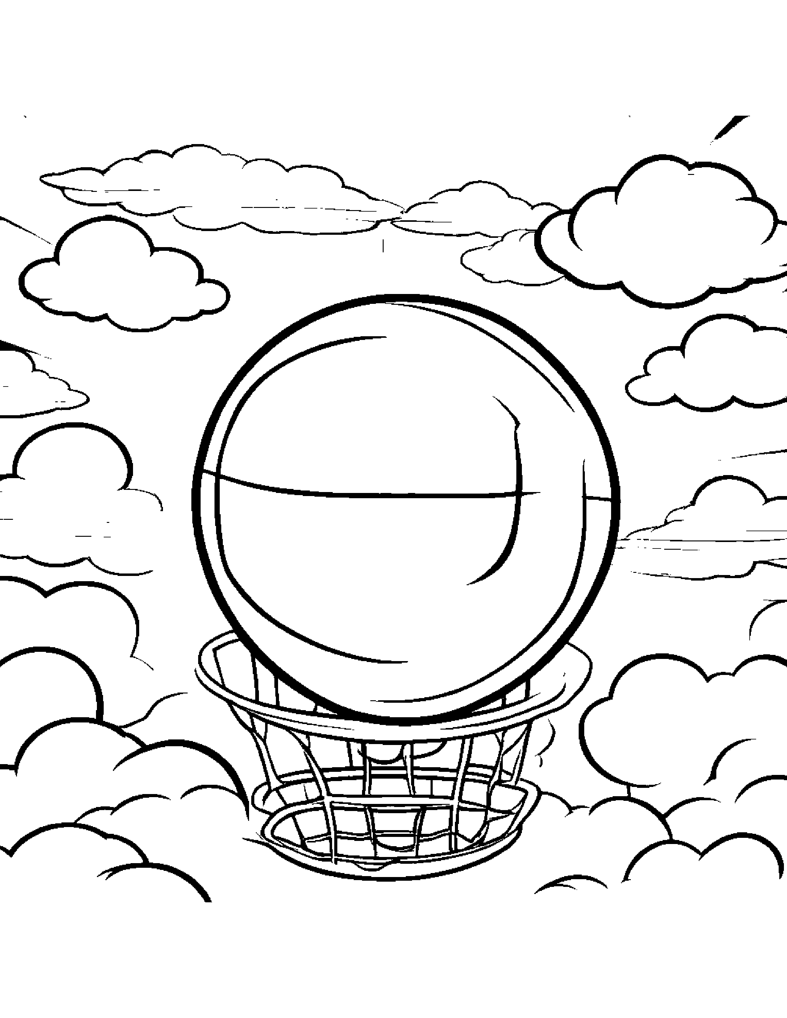 Zippy Basketball On A Fluffy Cloud #2 Coloring Page (Free Printable PDF)
