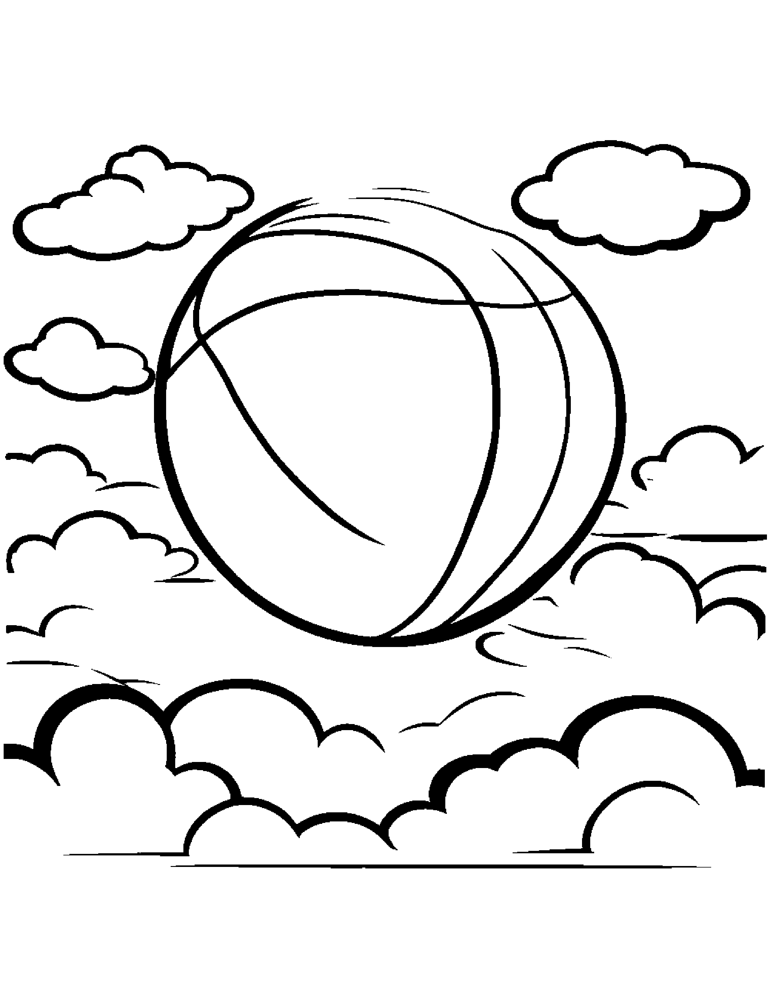 Zippy Basketball On A Fluffy Cloud Coloring Page (Free Printable PDF)