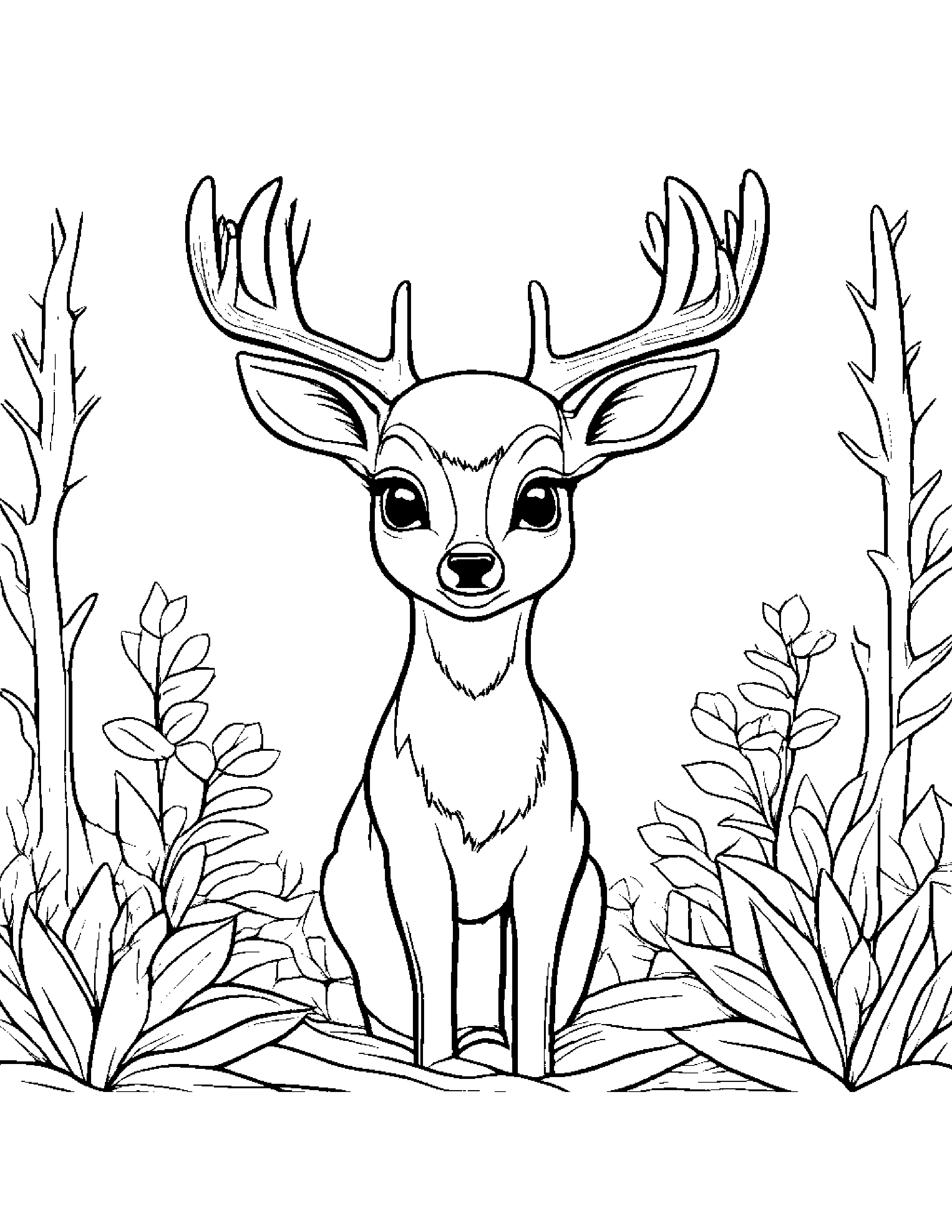Zippy Deer Fawn Tidying Toys Coloring Page (Free Printable PDF)