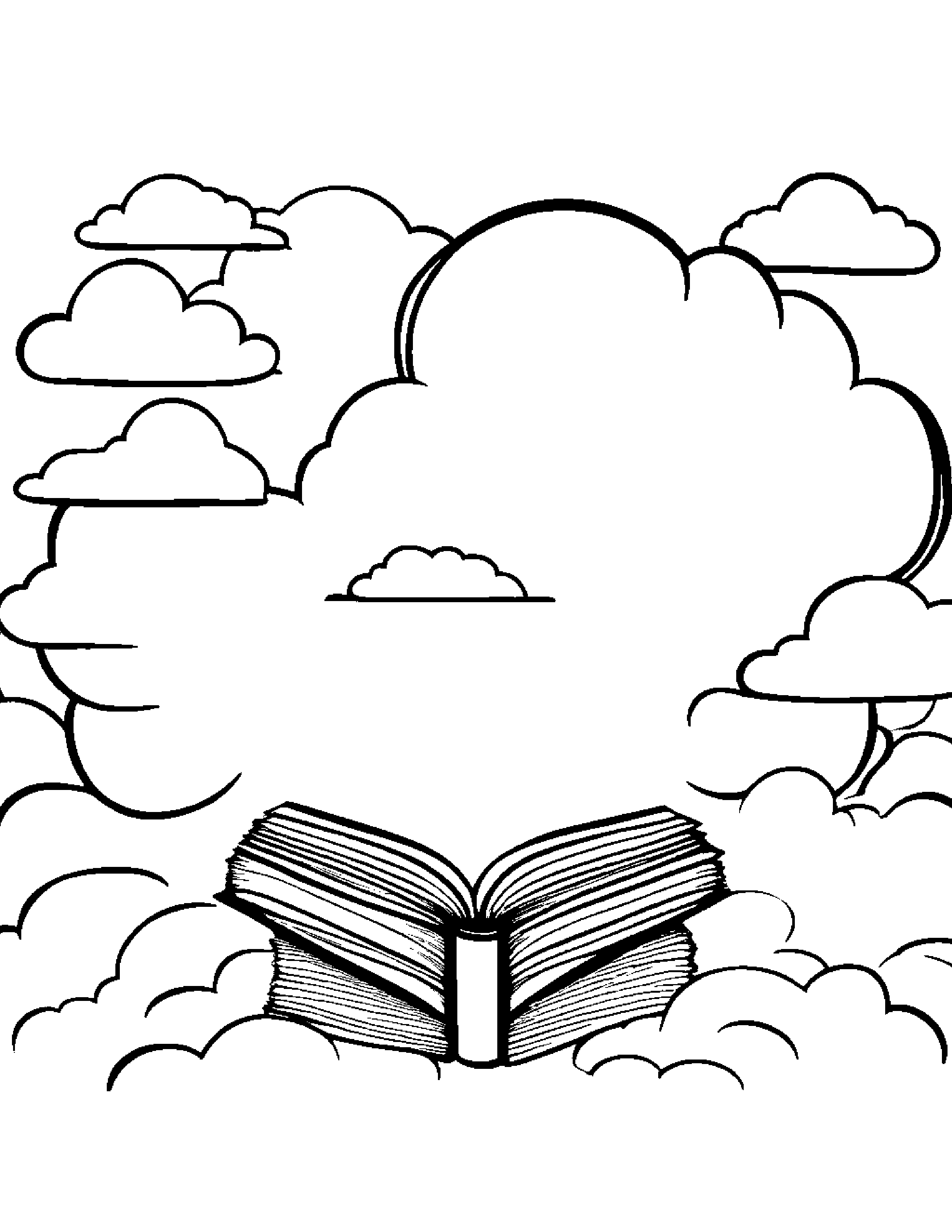 Cloud Reading A Book Coloring Page (Free Printable PDF)