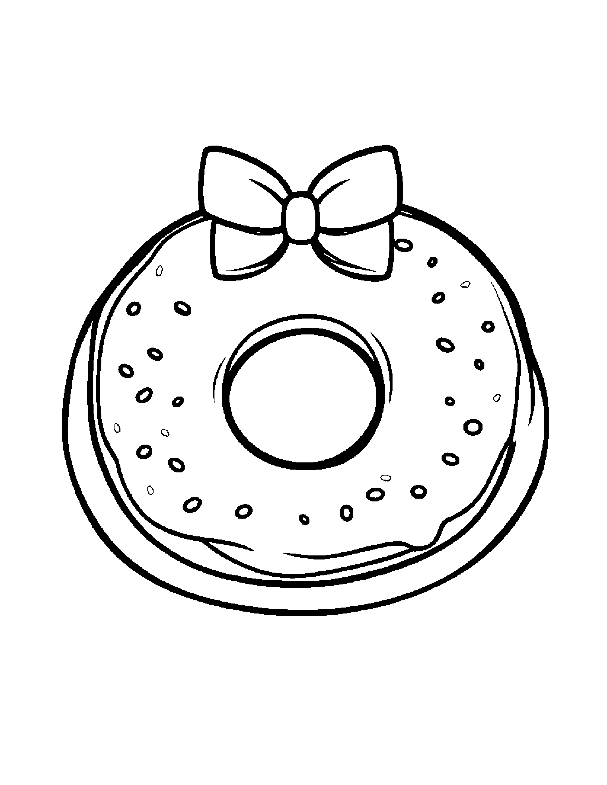 Happy Donut With A Bow #2 Coloring Page (Free Printable PDF)