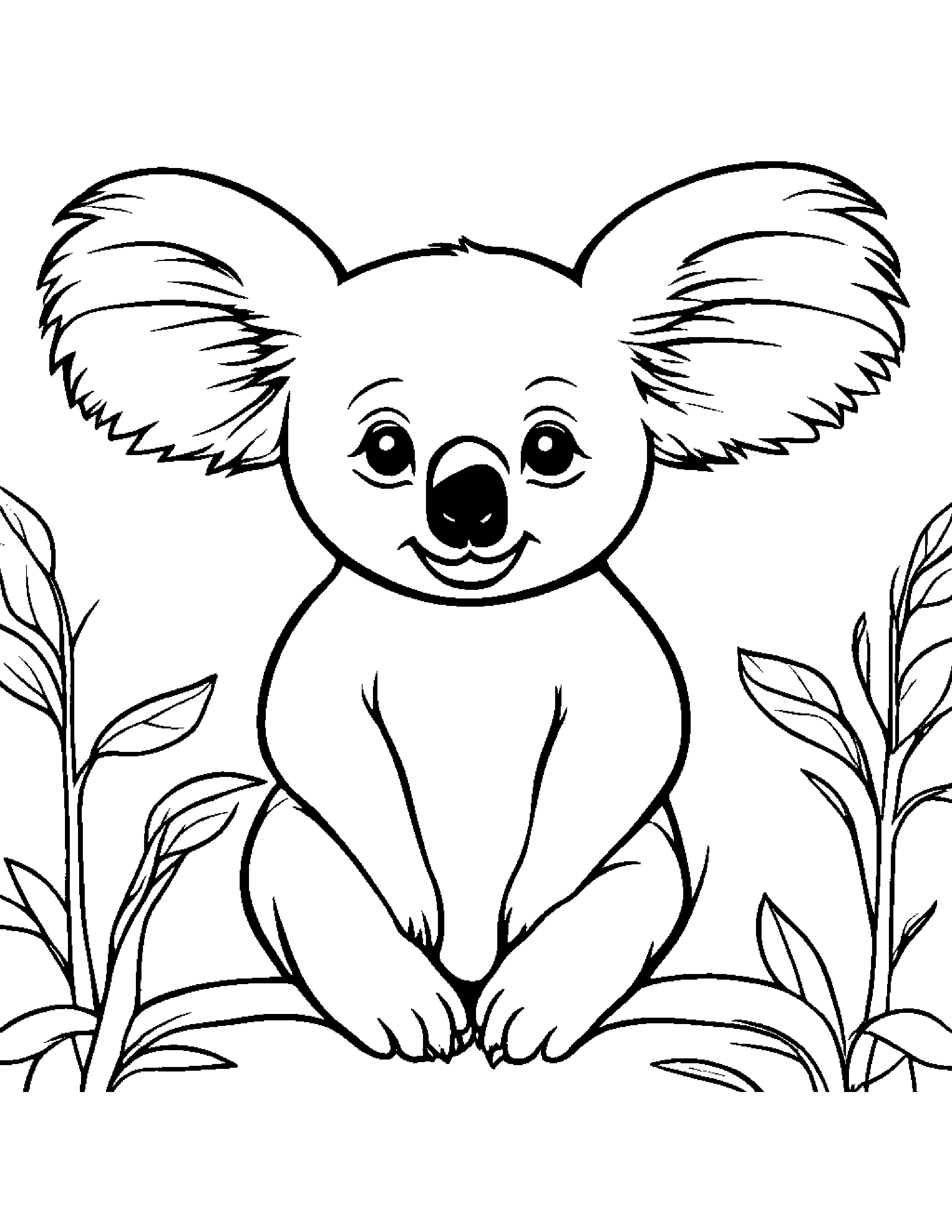 Happy Koala Coloring Page (Free Printable PDF)