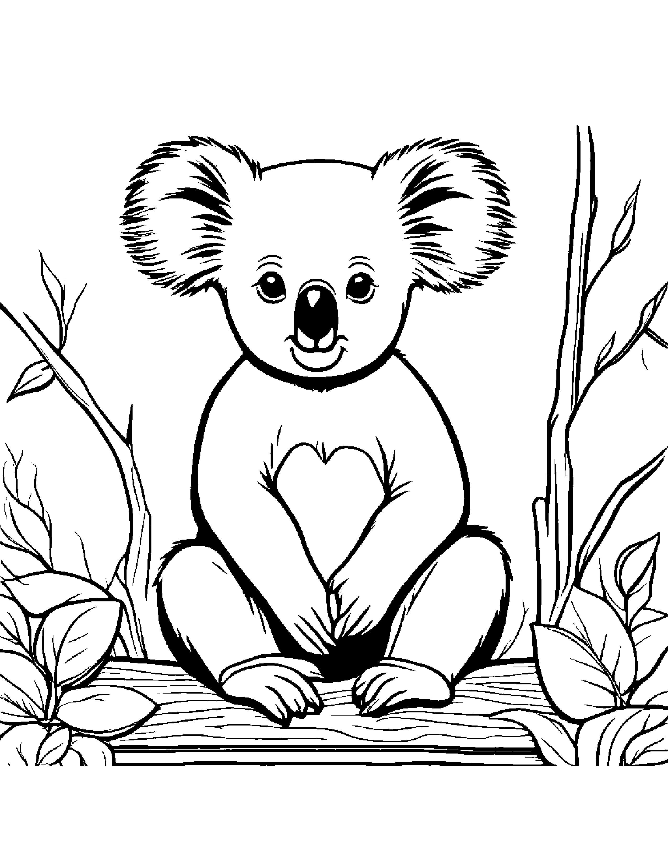 Koala #2 Coloring Page (Free Printable PDF)