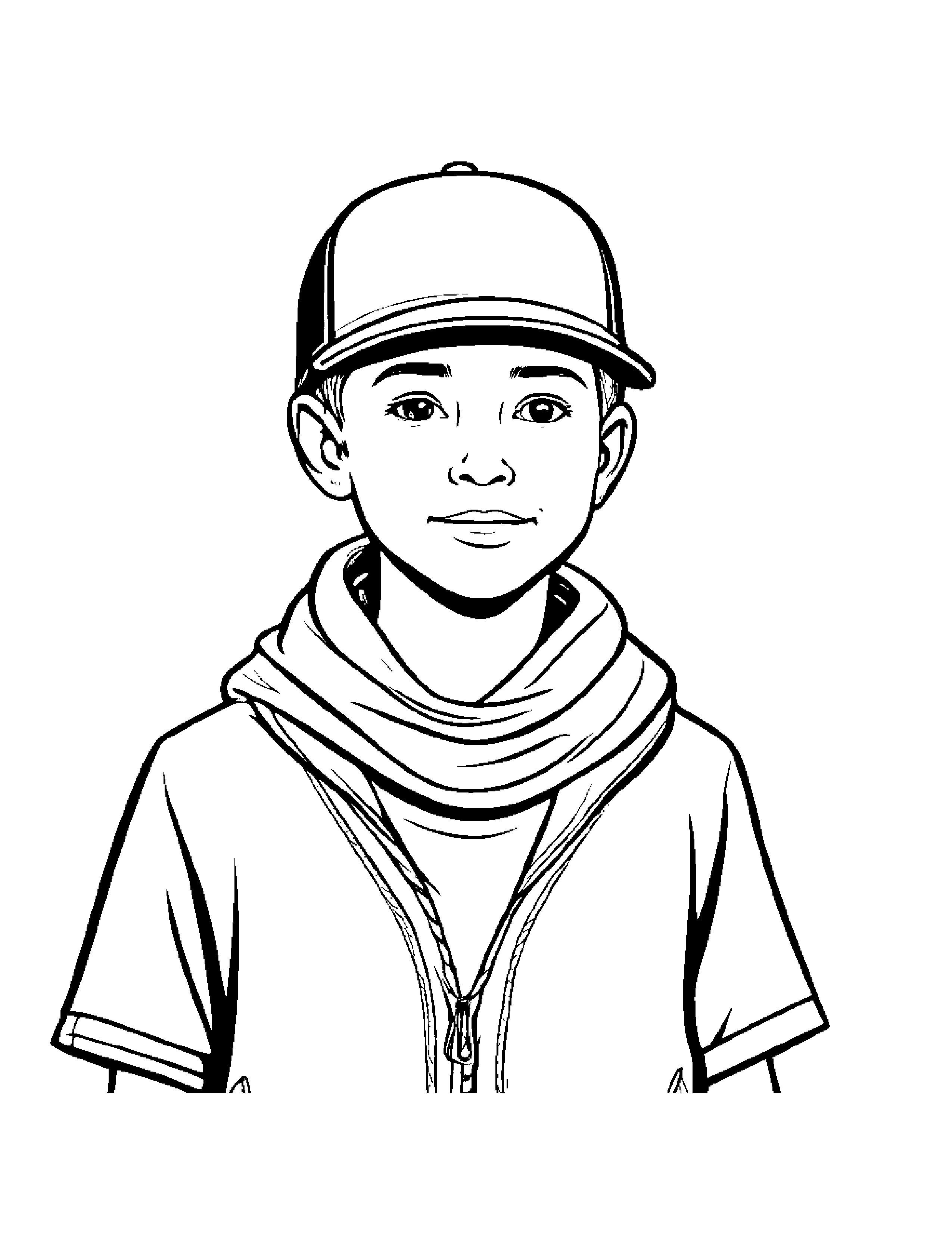 Baseball Cap With Scarf #2 Coloring Page (Free Printable PDF)