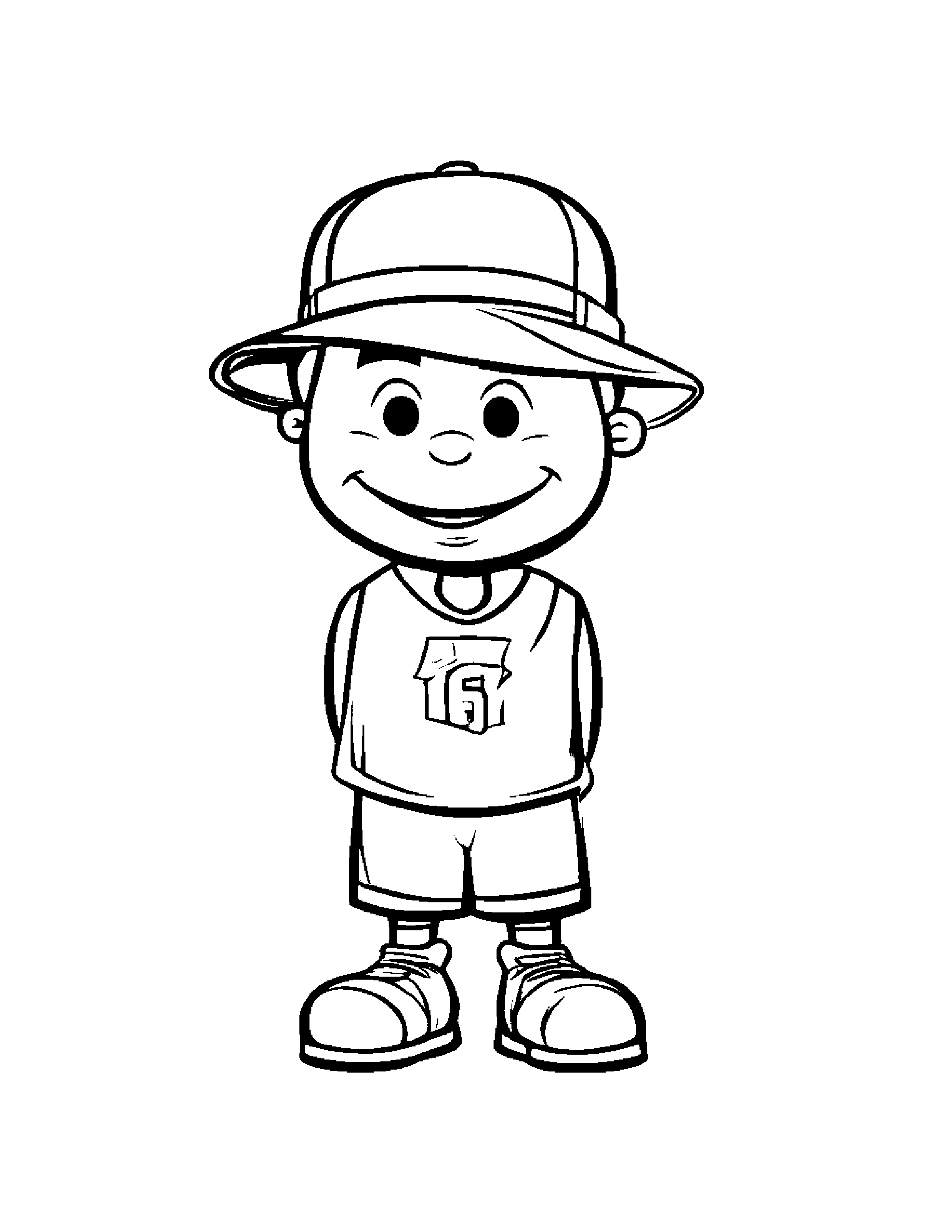 Happy Basketball Wearing A Hat #2 Coloring Page (Free Printable PDF)