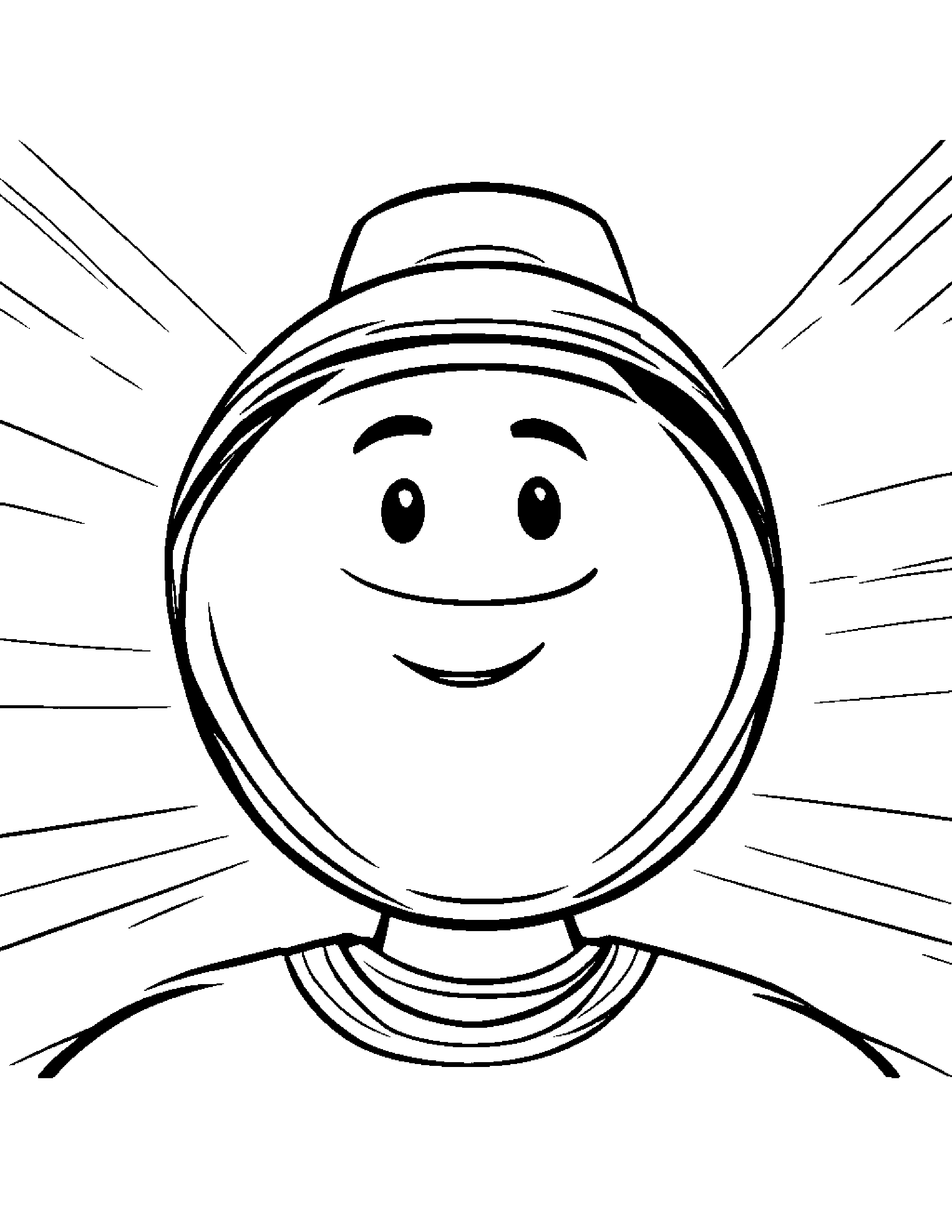 Happy Basketball Wearing A Hat Coloring Page (Free Printable PDF)