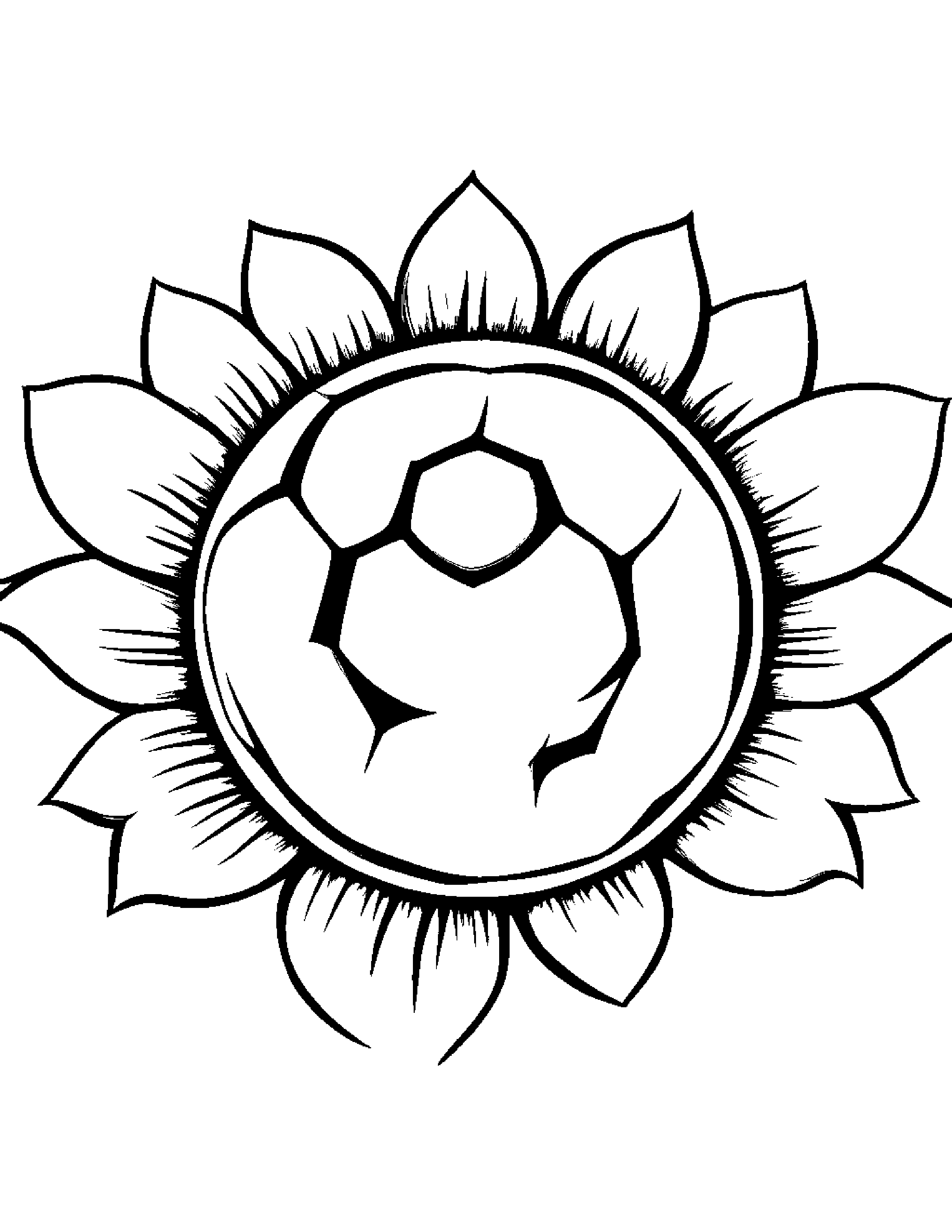 Happy Soccer Ball With A Flower Coloring Page (Free Printable PDF)