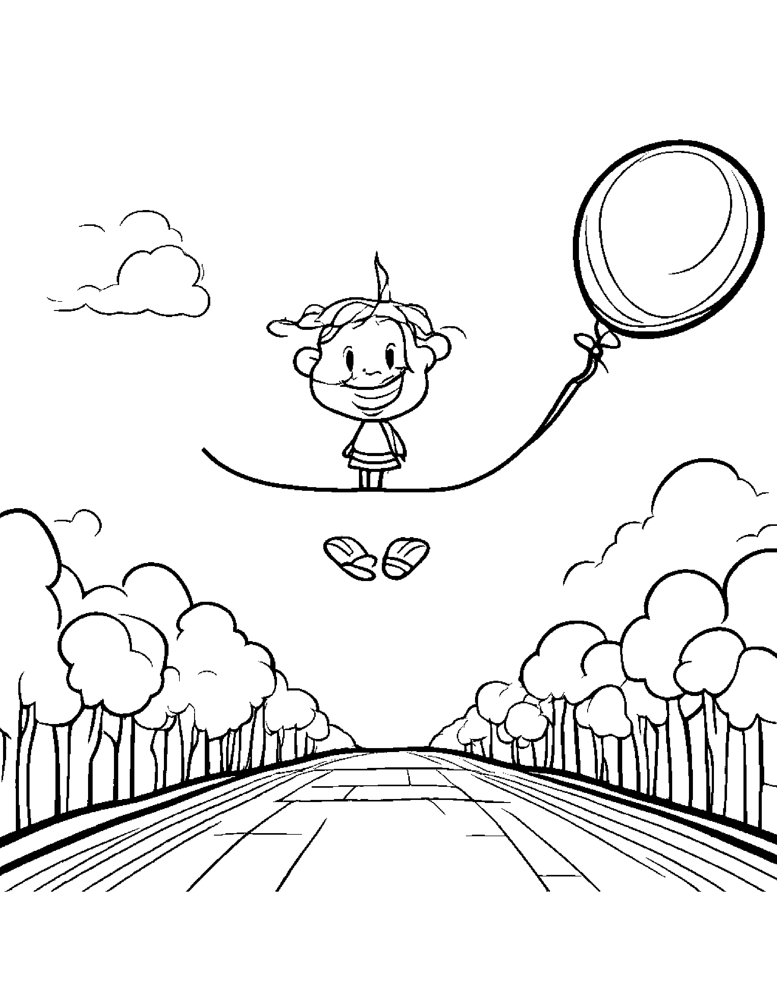 Jump Rope With Balloon Coloring Page (Free Printable PDF)
