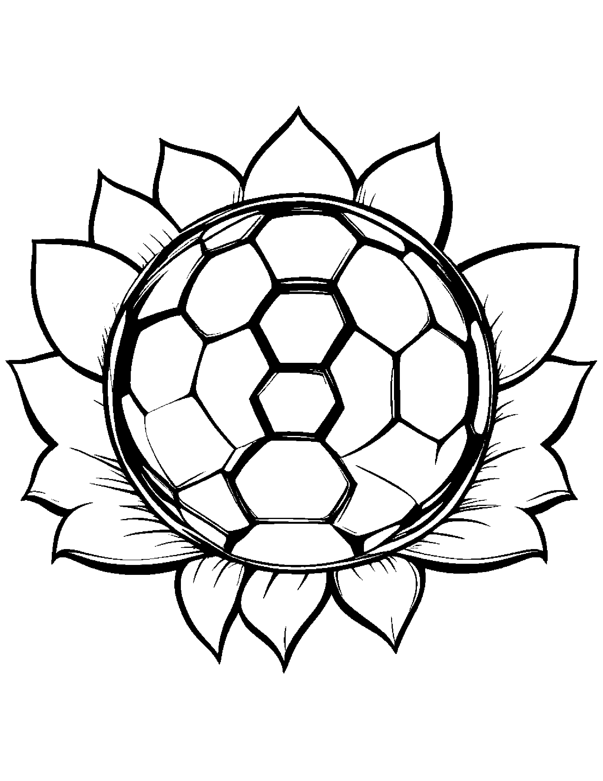 Little Soccer Ball With A Flower Coloring Page (Free Printable PDF)