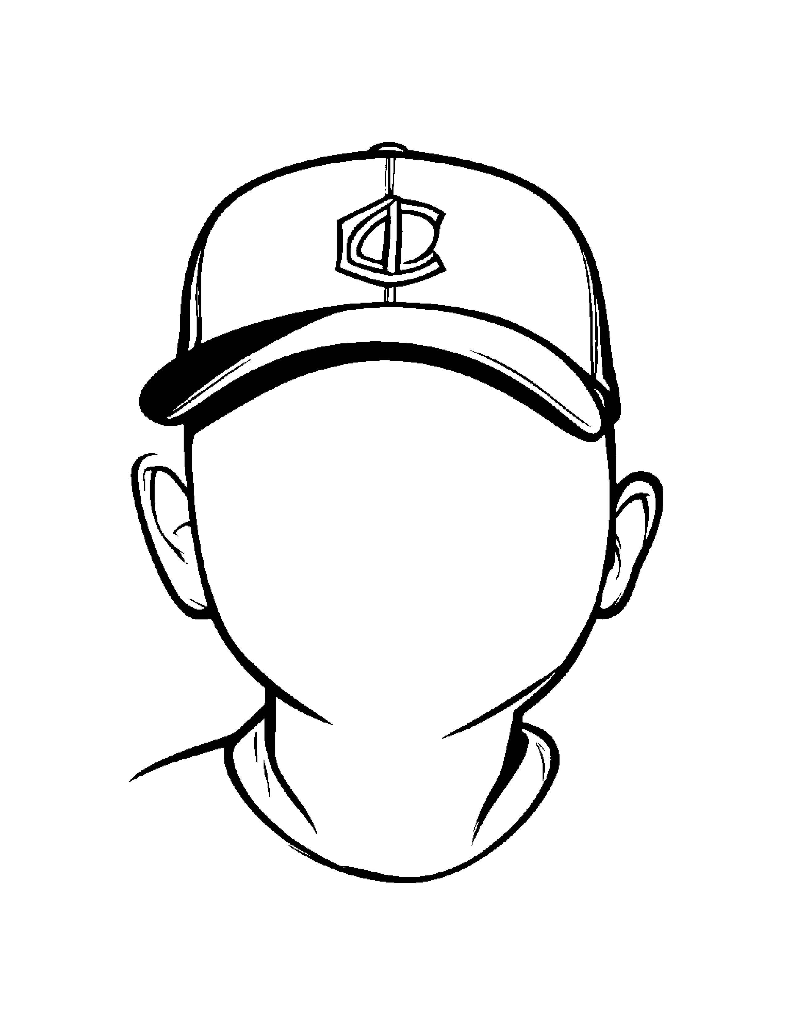 Happy Baseball Cap Wearing A Hat Coloring Page (Free Printable PDF)