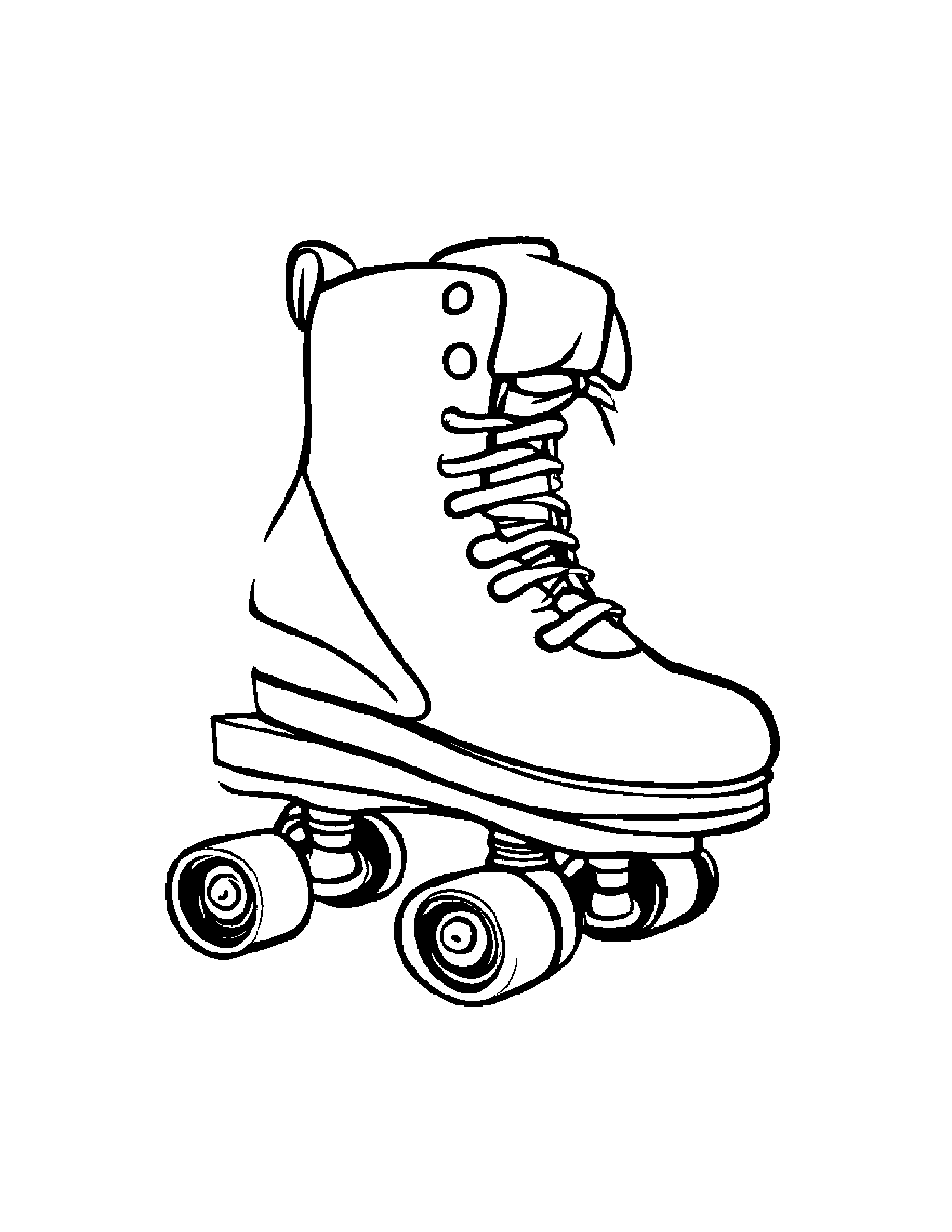 Kawaii Roller Skates With A Bow #2 Coloring Page (Free Printable PDF)