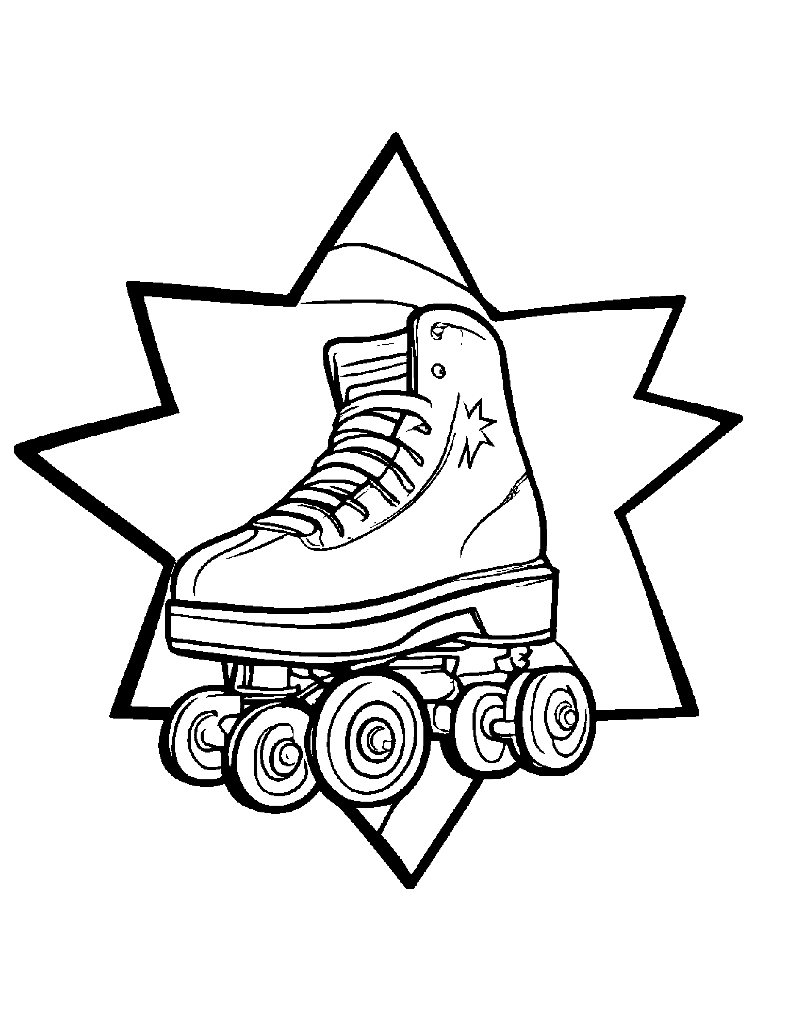 Roller Skates With A Star #2 Coloring Page (Free Printable PDF)