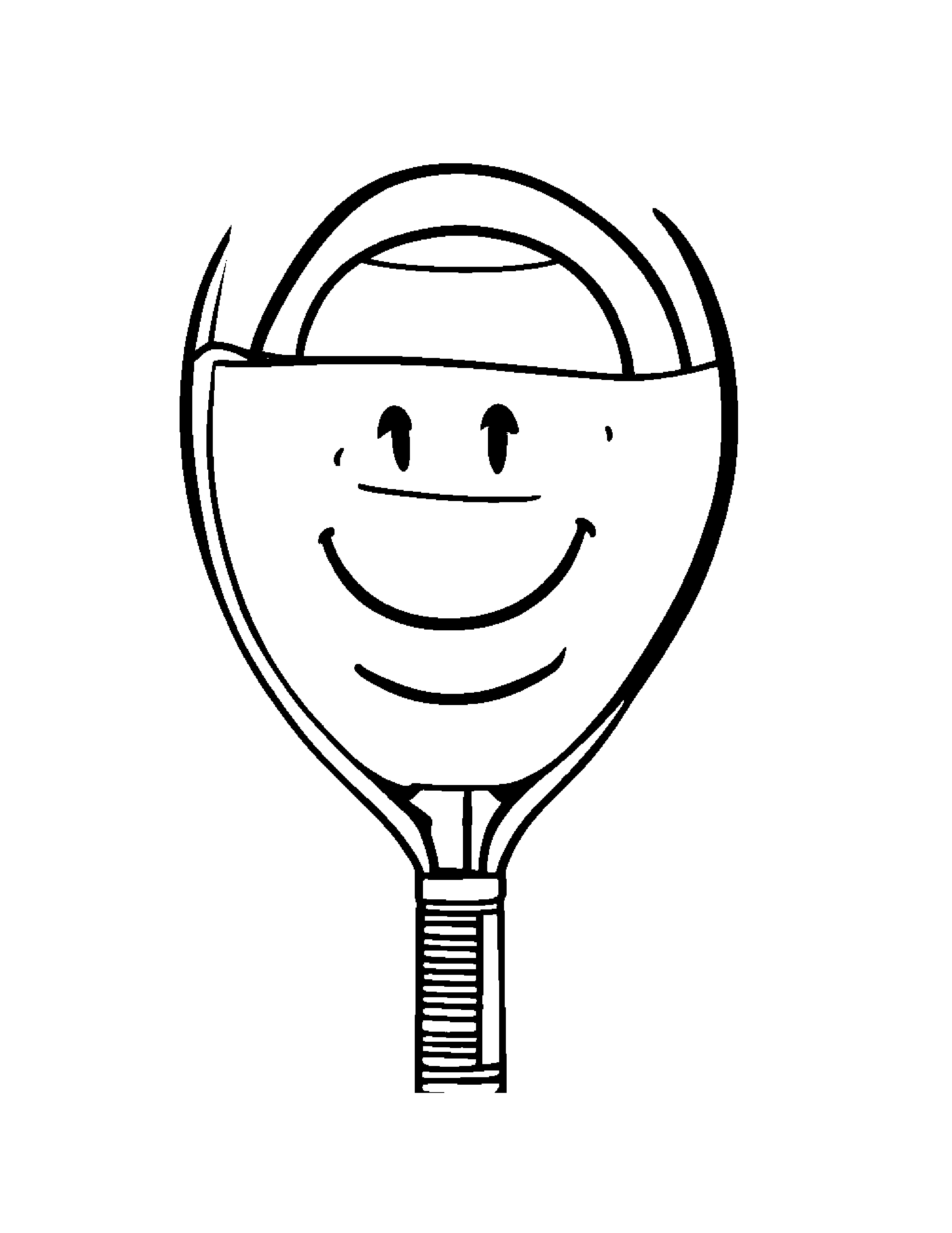 Smiling Tennis Racquet With Balloon #2 Coloring Page (Free Printable PDF)