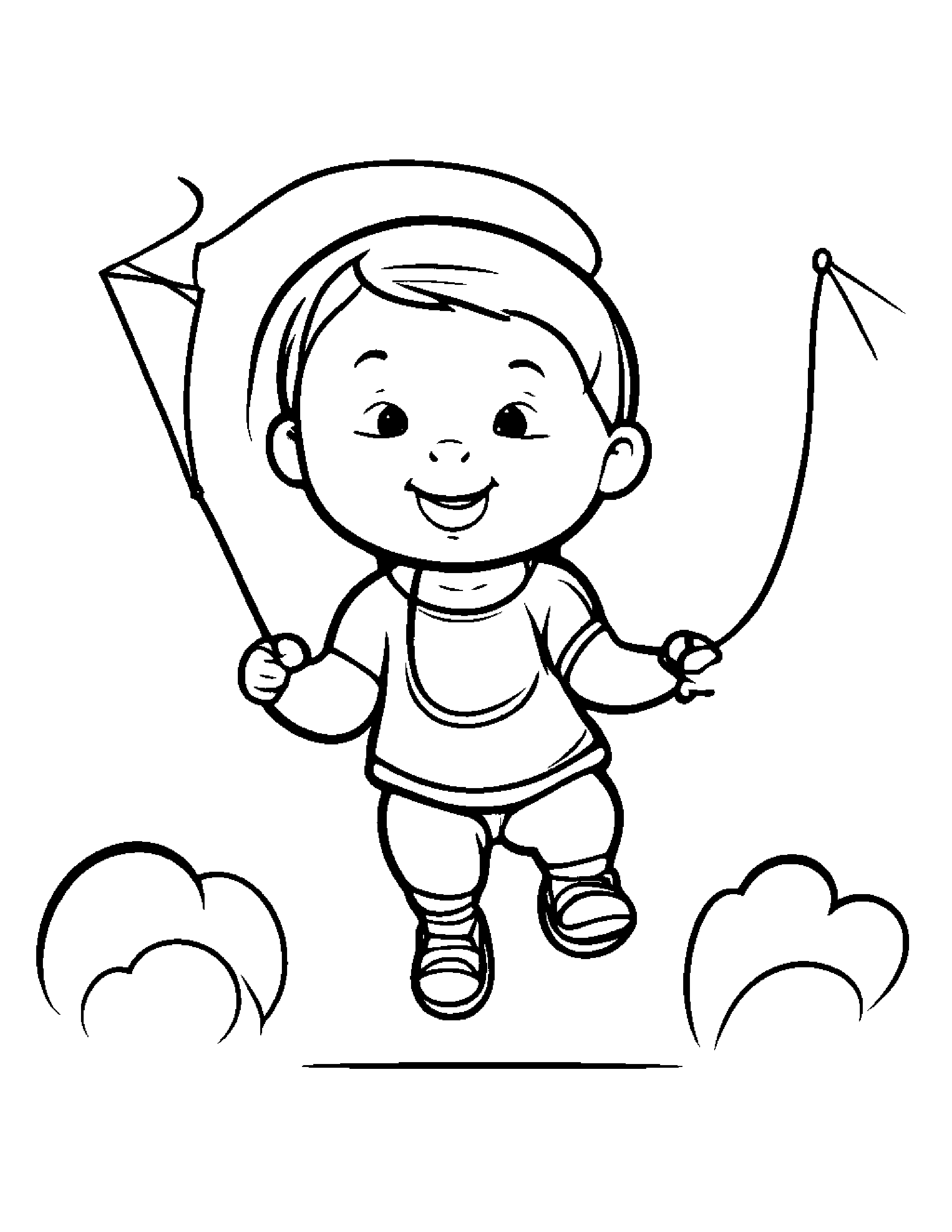Baby Jump Rope With A Kite #2 Coloring Page (Free Printable PDF)