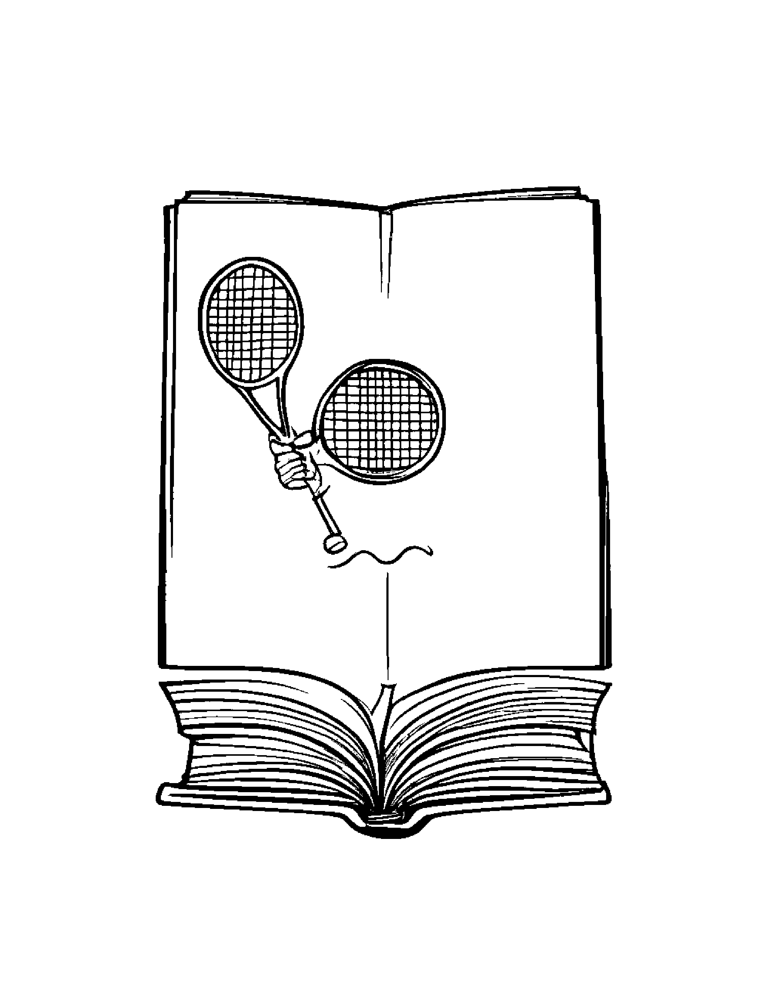 Happy Tennis Racquet Reading A Book Coloring Page (Free Printable PDF)