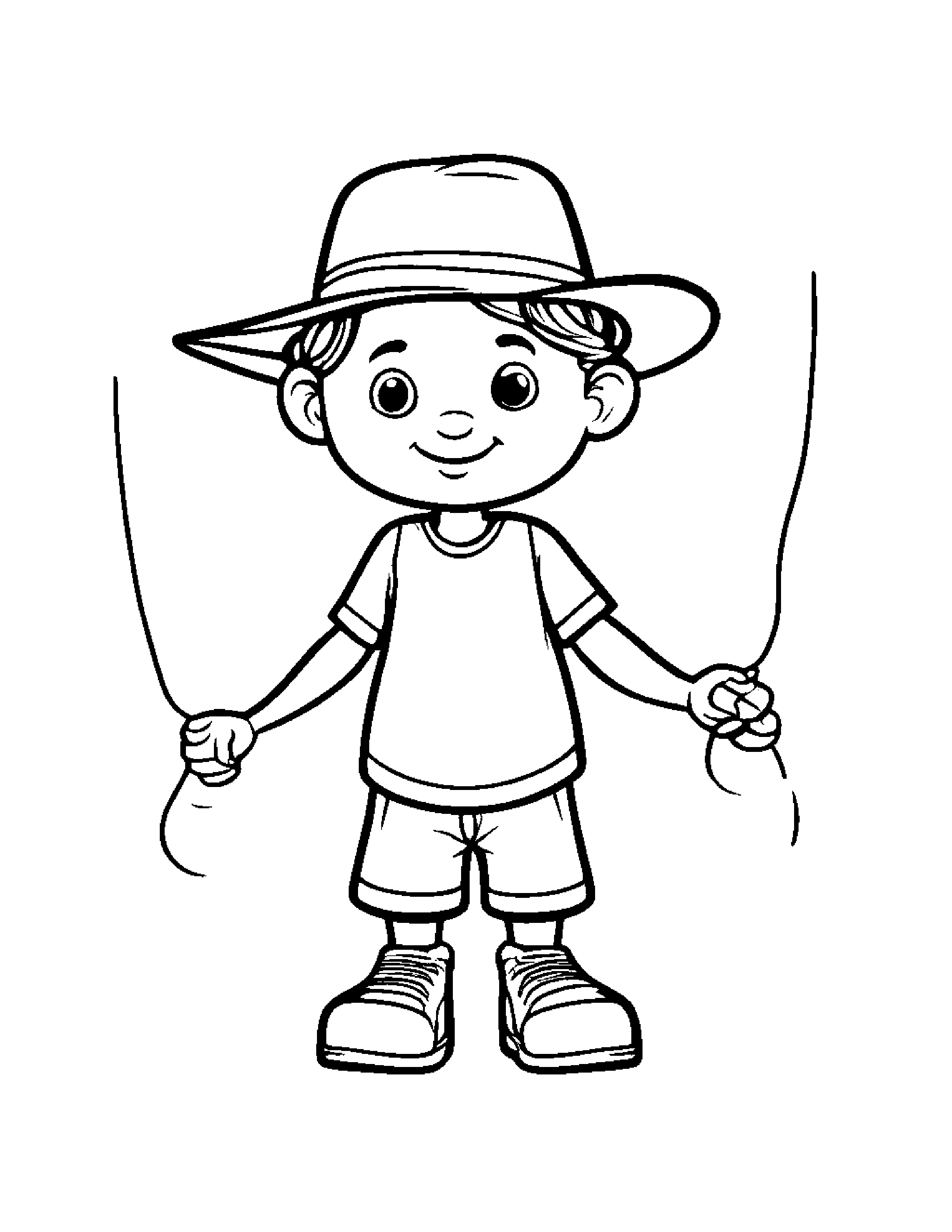 Jump Rope Wearing A Hat #2 Coloring Page (Free Printable PDF)