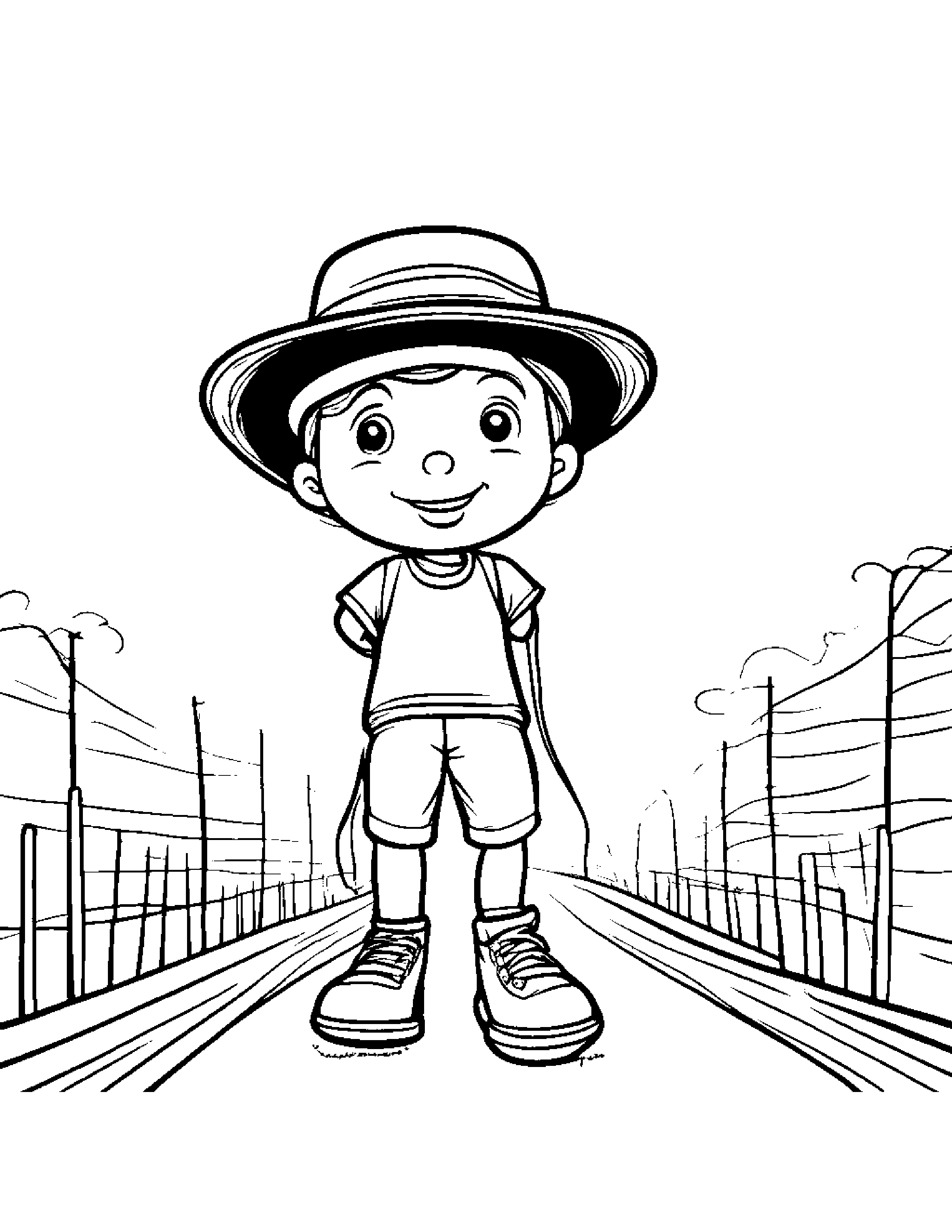 Jump Rope Wearing A Hat Coloring Page (Free Printable PDF)