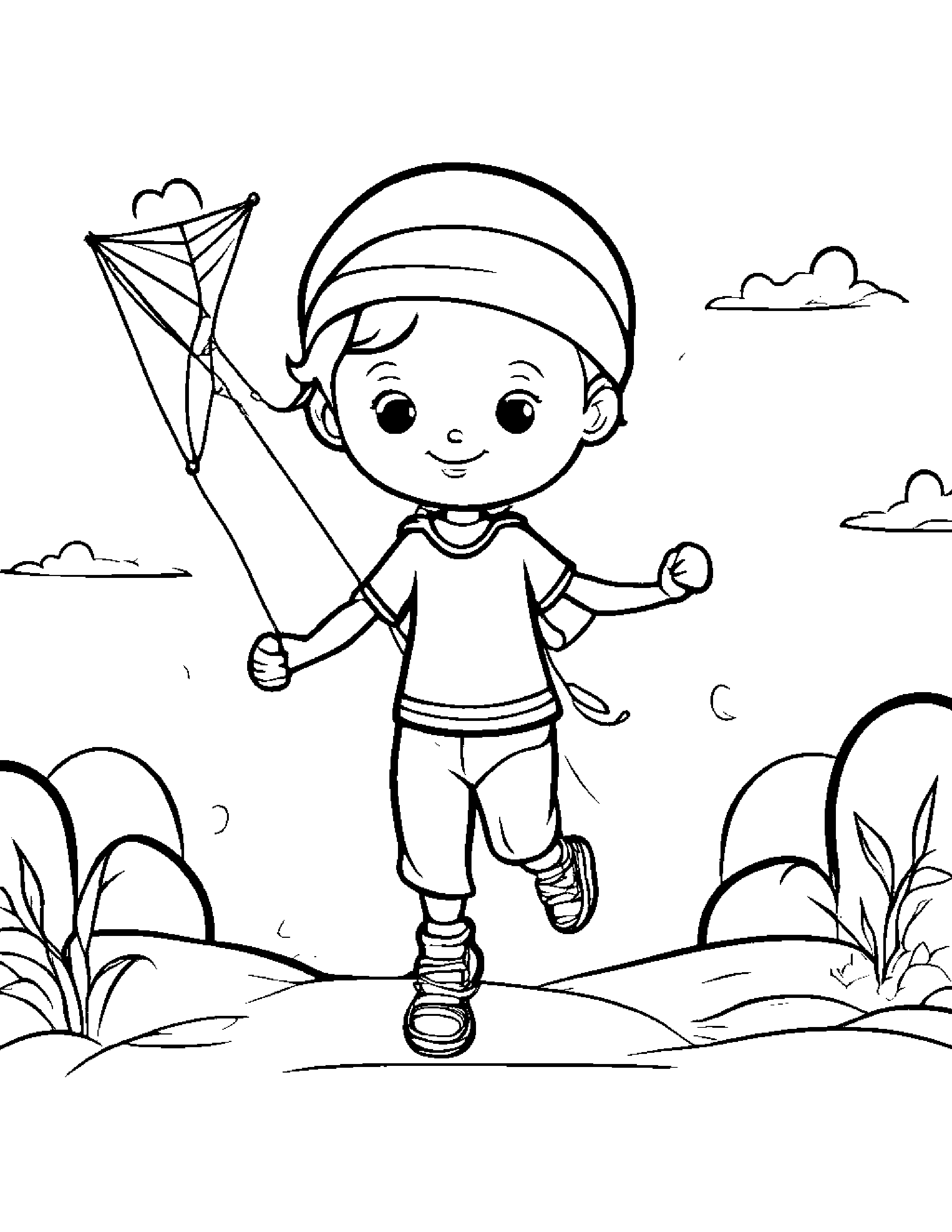 Jump Rope With A Kite #2 Coloring Page (Free Printable PDF)