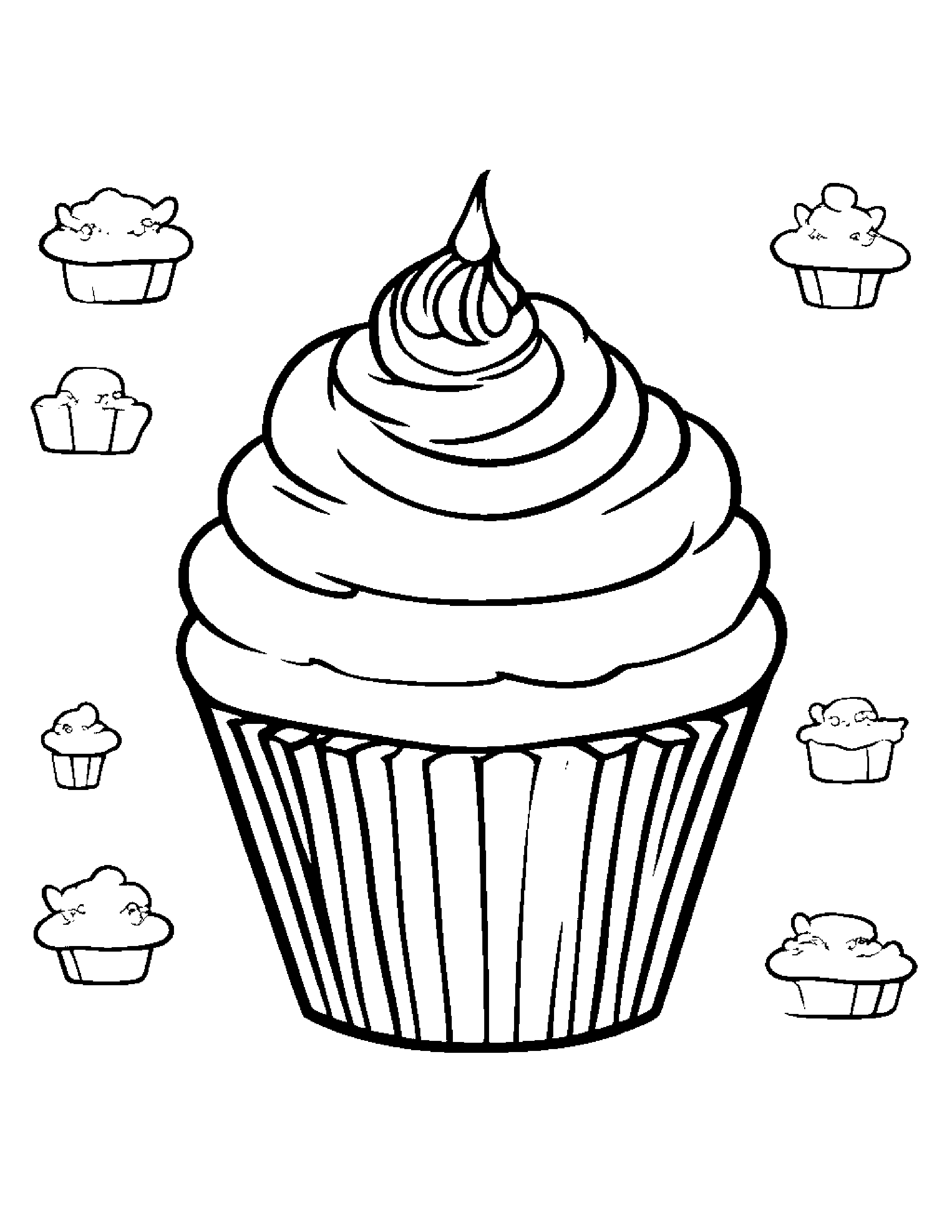 Kawaii Cupcake Coloring Page (Free Printable PDF)