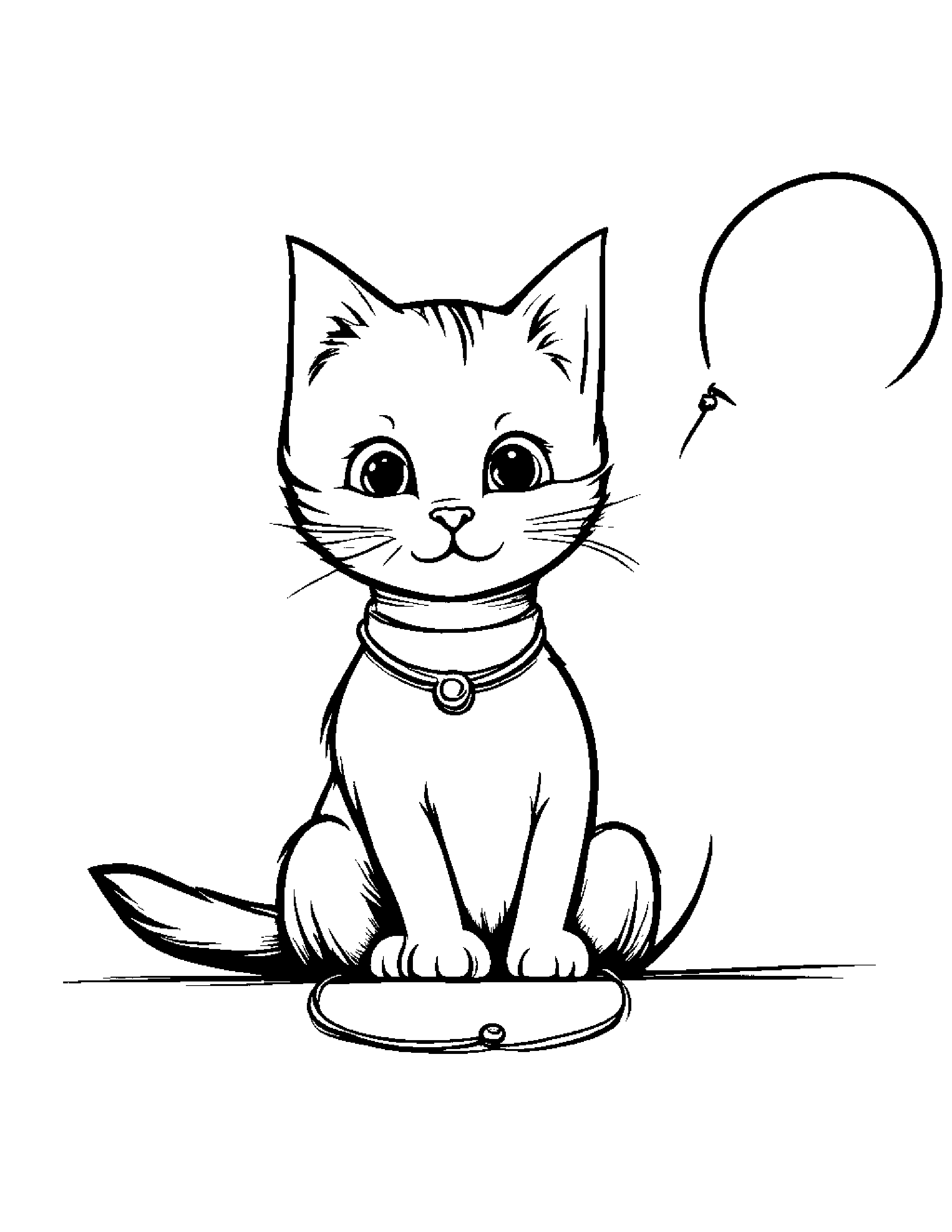Kitten With Balloon Coloring Page (Free Printable PDF)