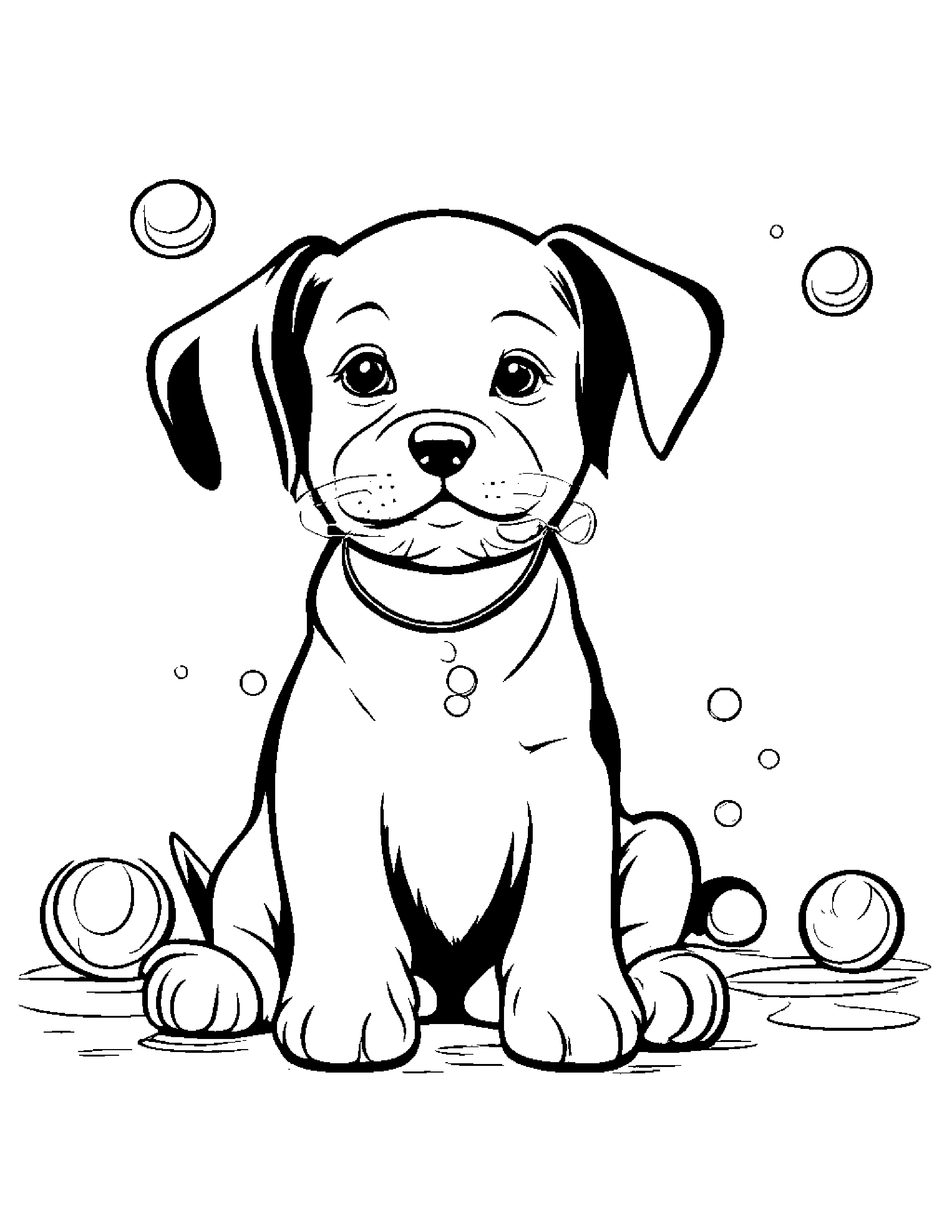 Sleepy Puppy Blowing Bubbles #2 Coloring Page (Free Printable PDF)