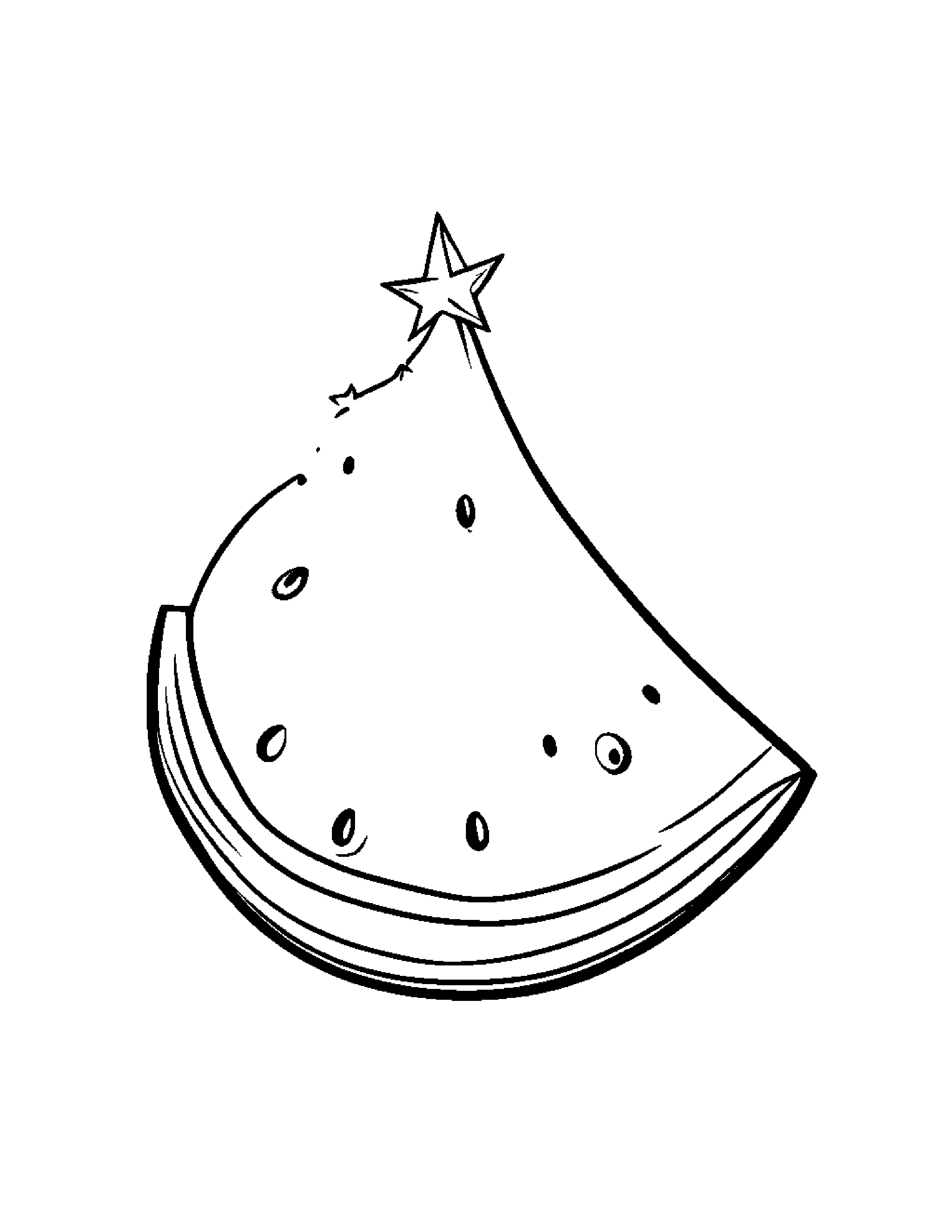 Sleepy Watermelon Slice With A Star Coloring Page (Free Printable PDF)