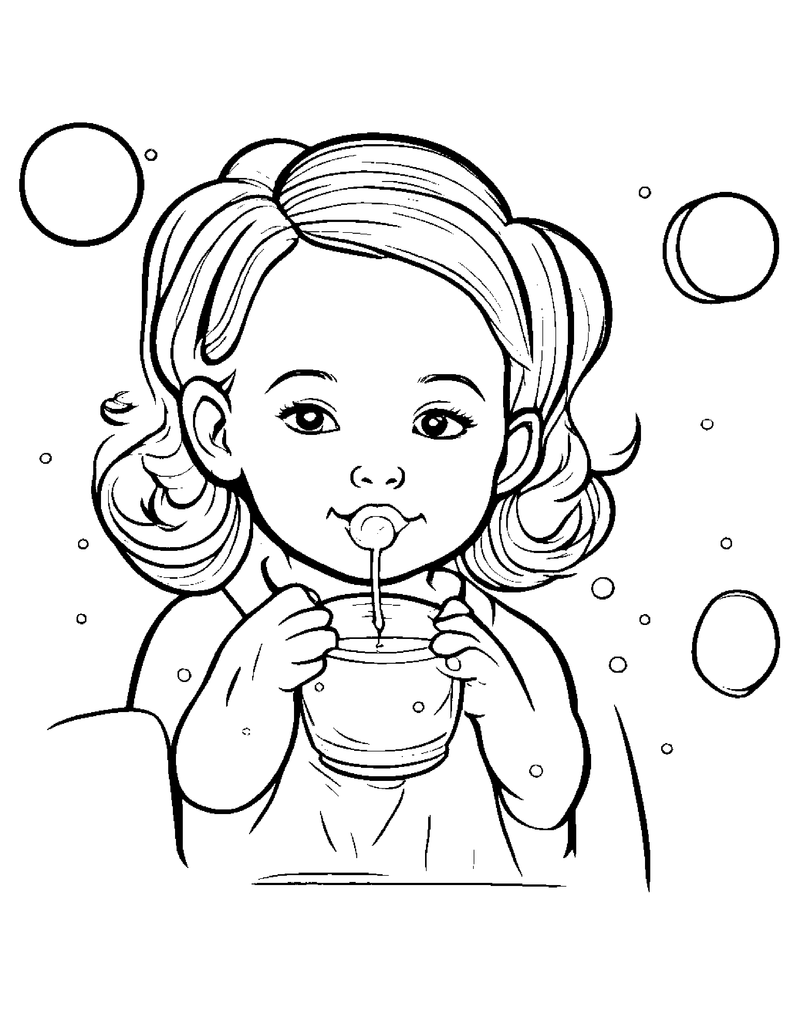 Gentle Apple Blowing Bubbles #2 Coloring Page (Free Printable PDF)