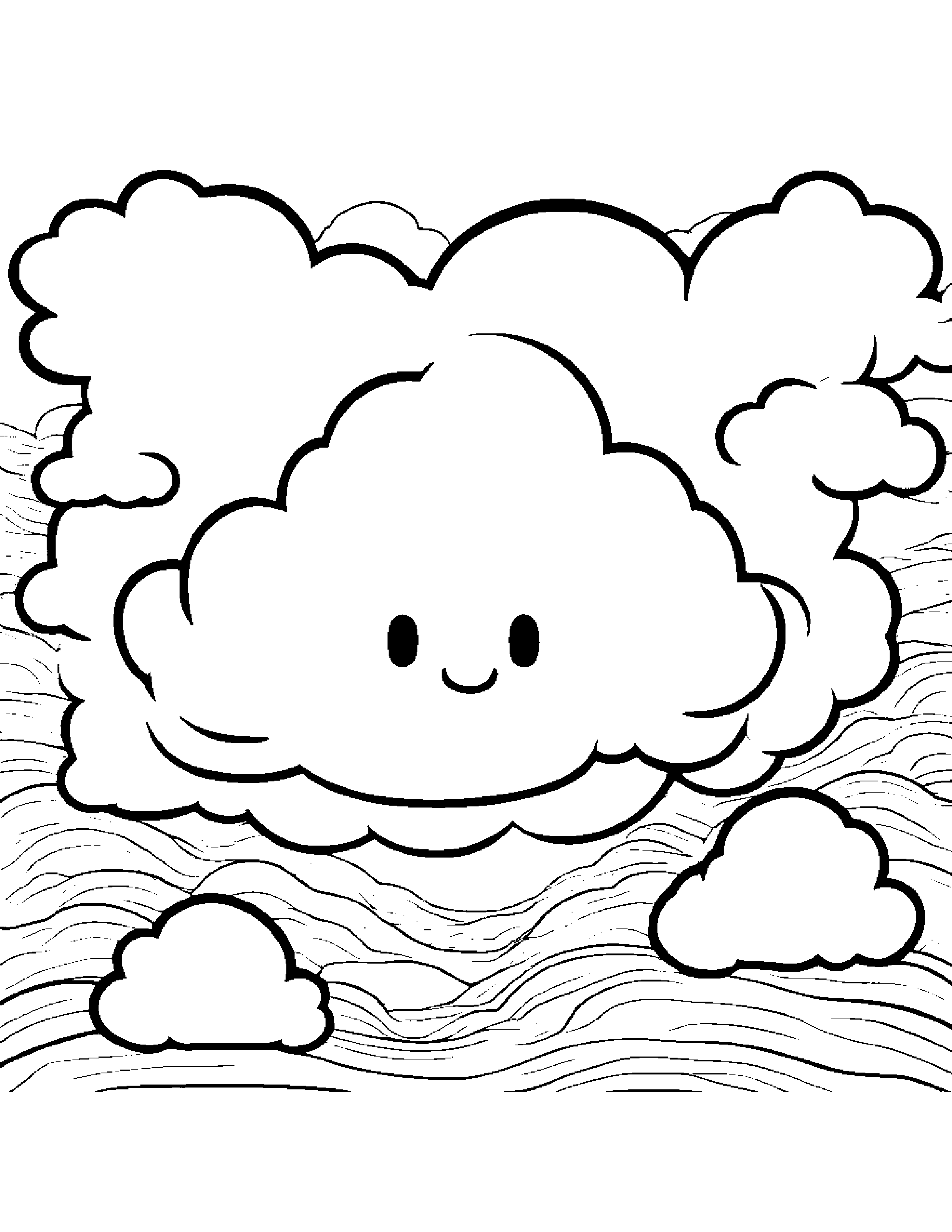 Kawaii Cloud Coloring Page (Free Printable PDF)