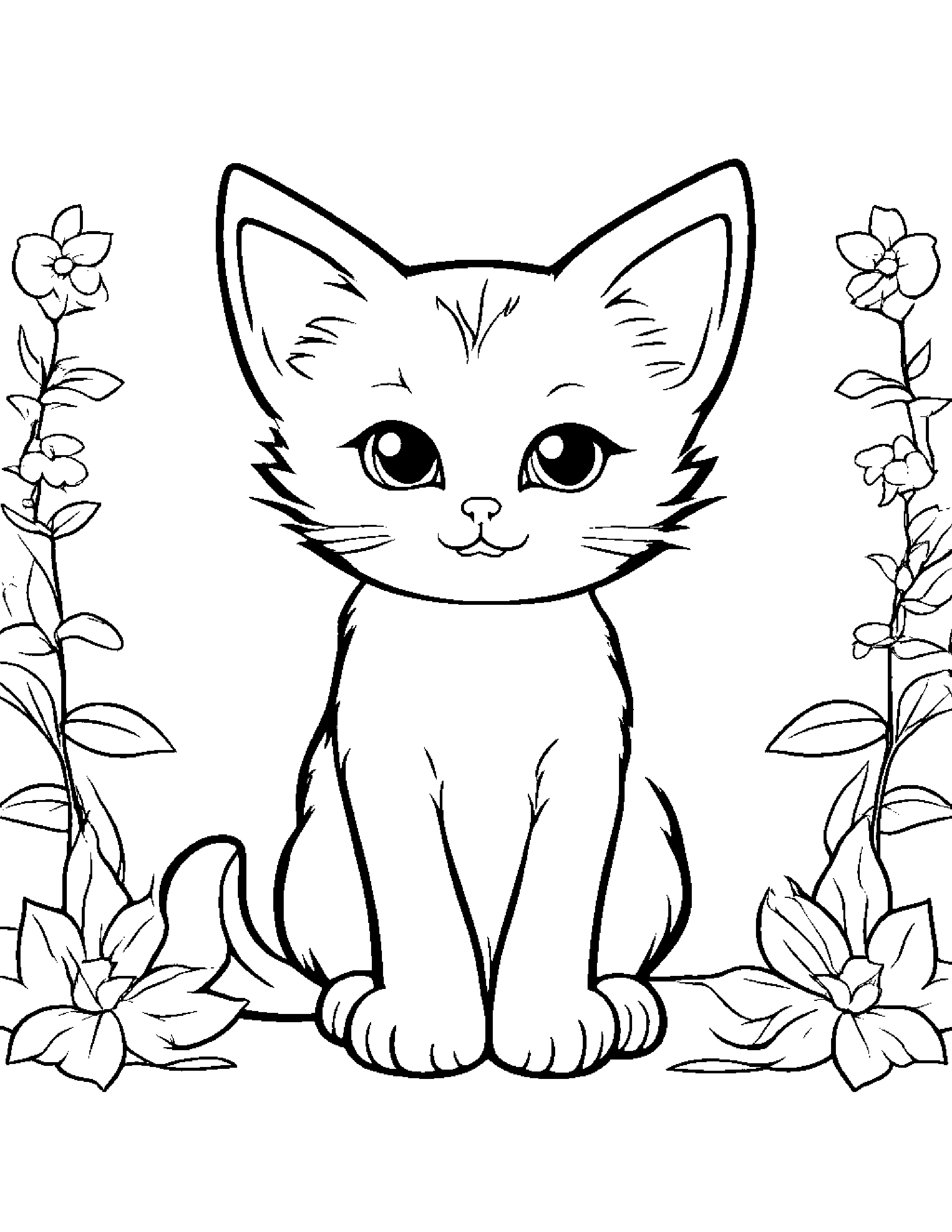 Kawaii Kitten Coloring Page (Free Printable PDF)