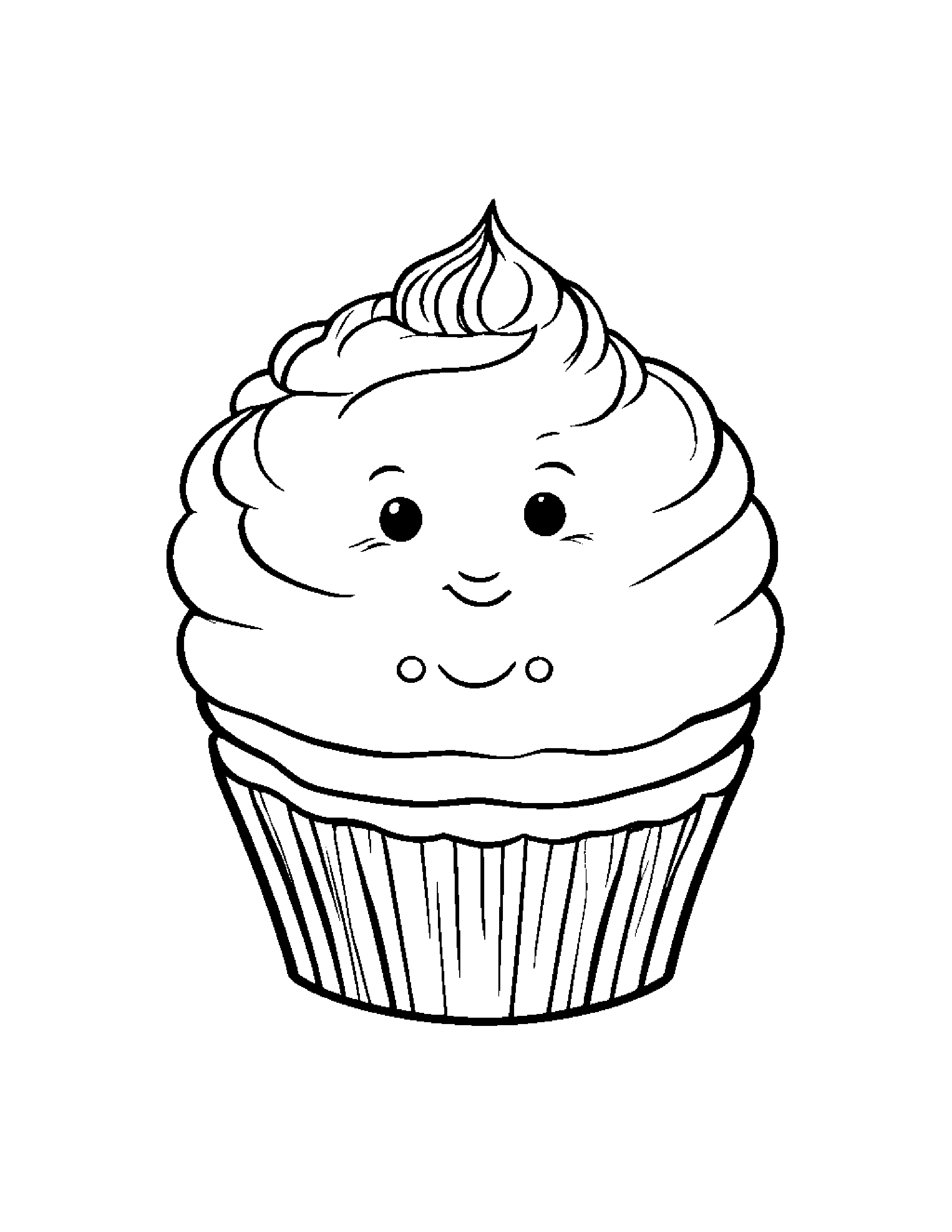 Sleepy Cupcake Hugging A Heart Coloring Page (Free Printable PDF)