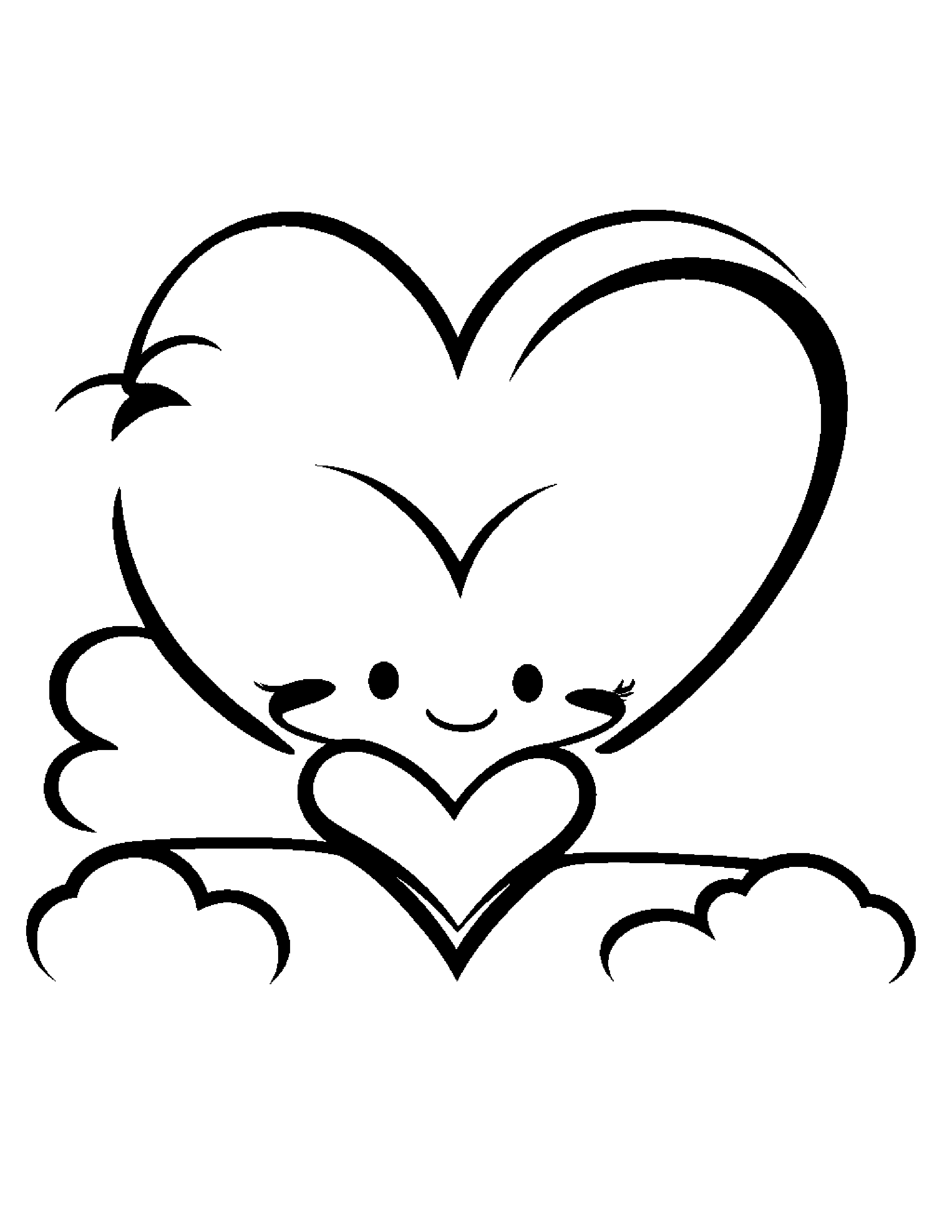 Tiny Cloud Hugging A Heart #2 Coloring Page (Free Printable PDF)