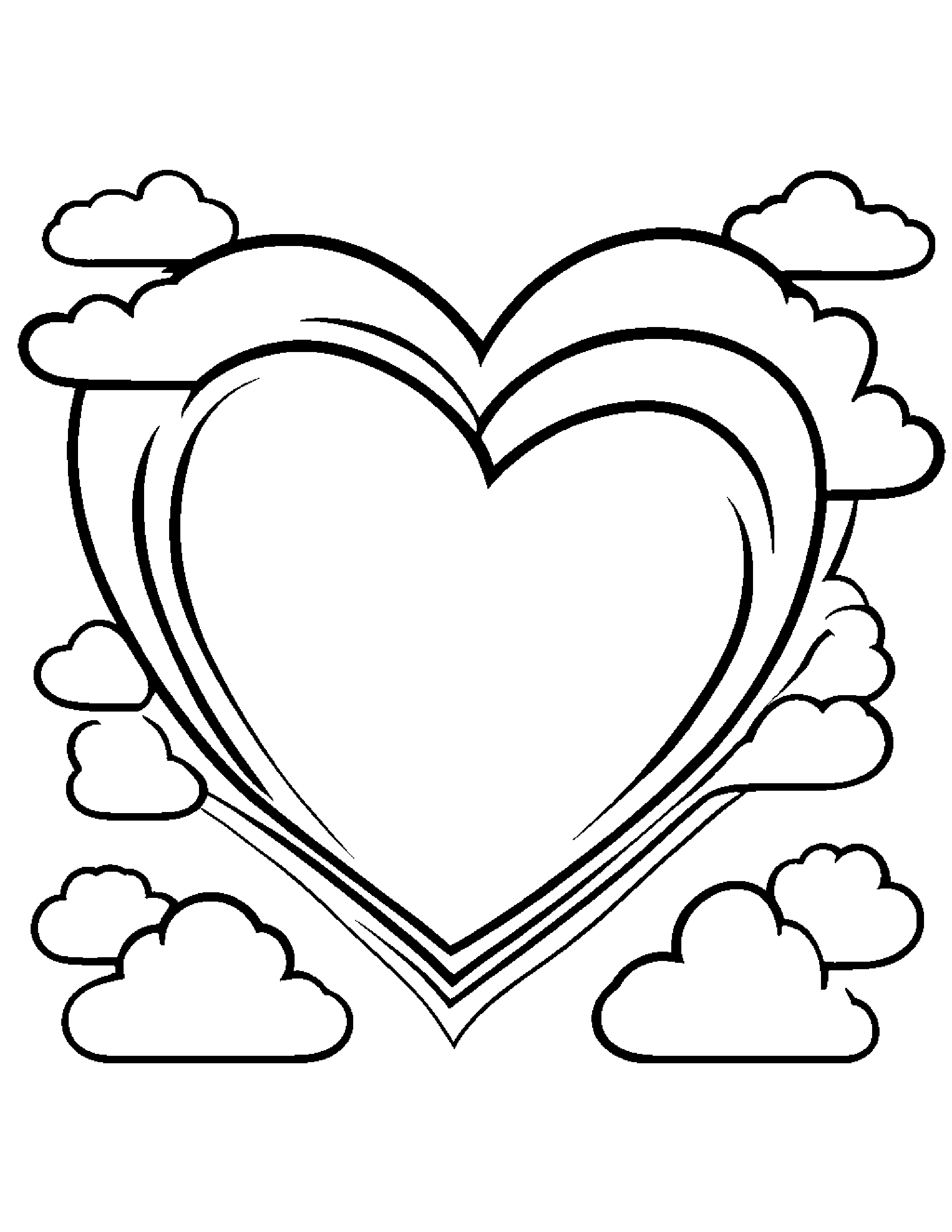 Tiny Cloud Hugging A Heart Coloring Page (Free Printable PDF)