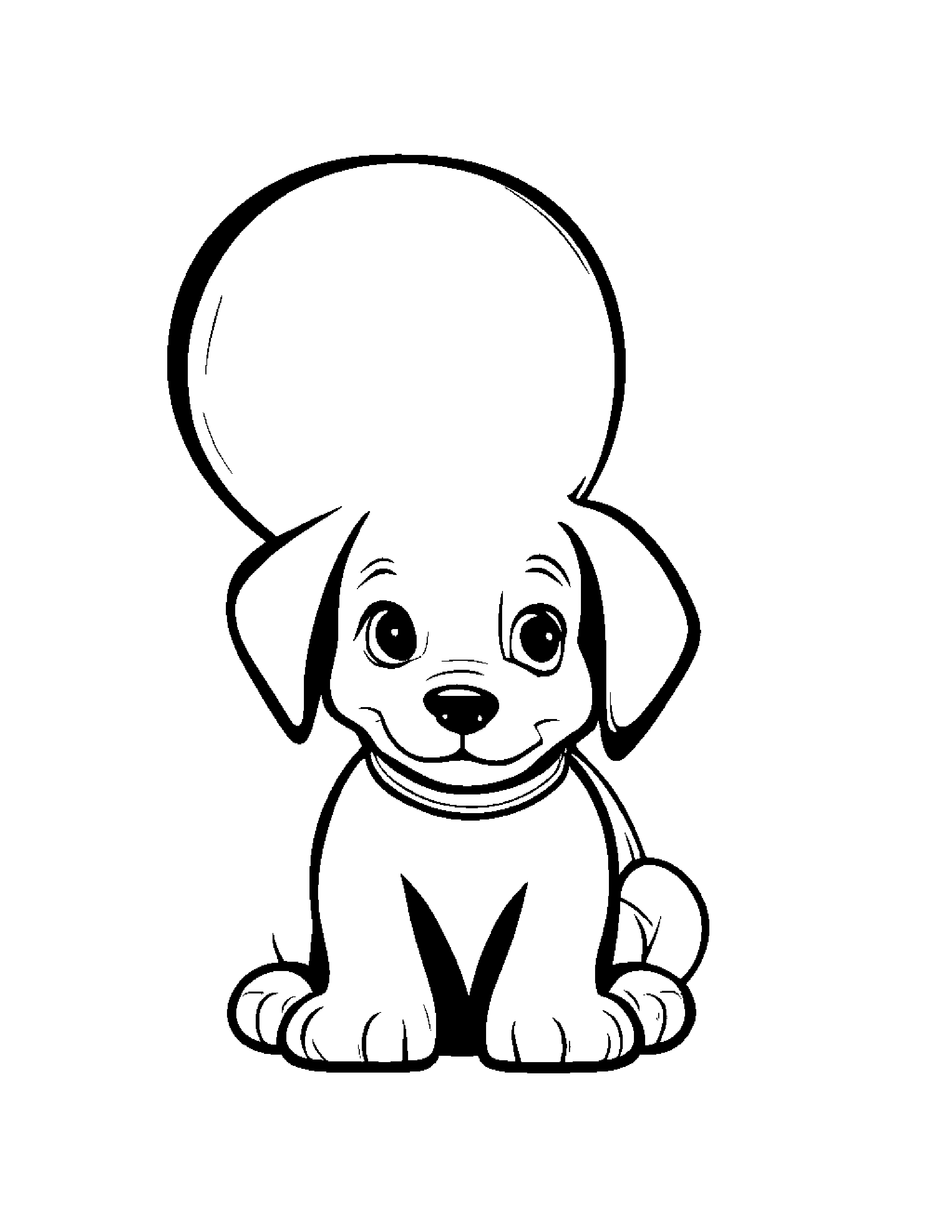 Baby Puppy With Balloon #2 Coloring Page (Free Printable PDF)
