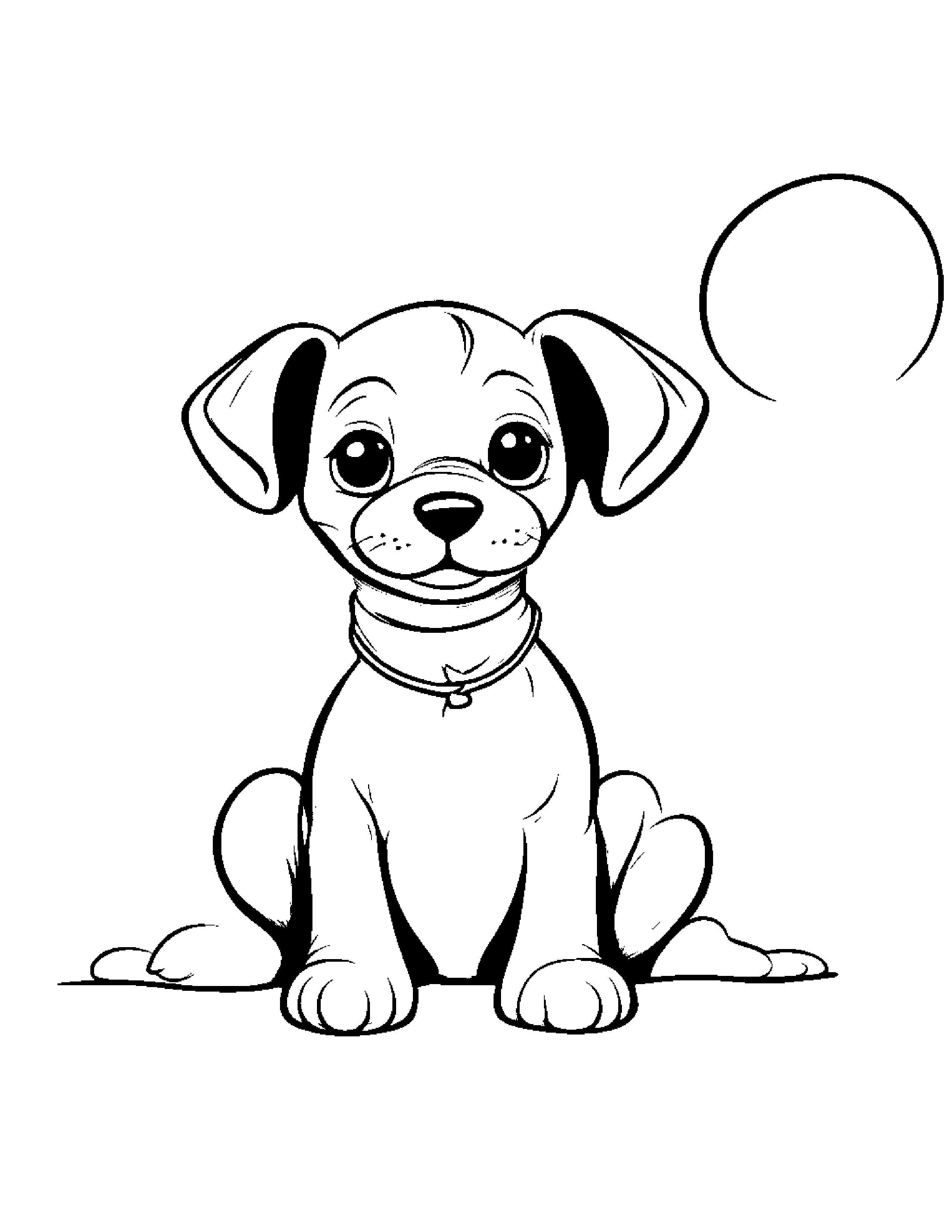 Baby Puppy With Balloon Coloring Page (Free Printable PDF)