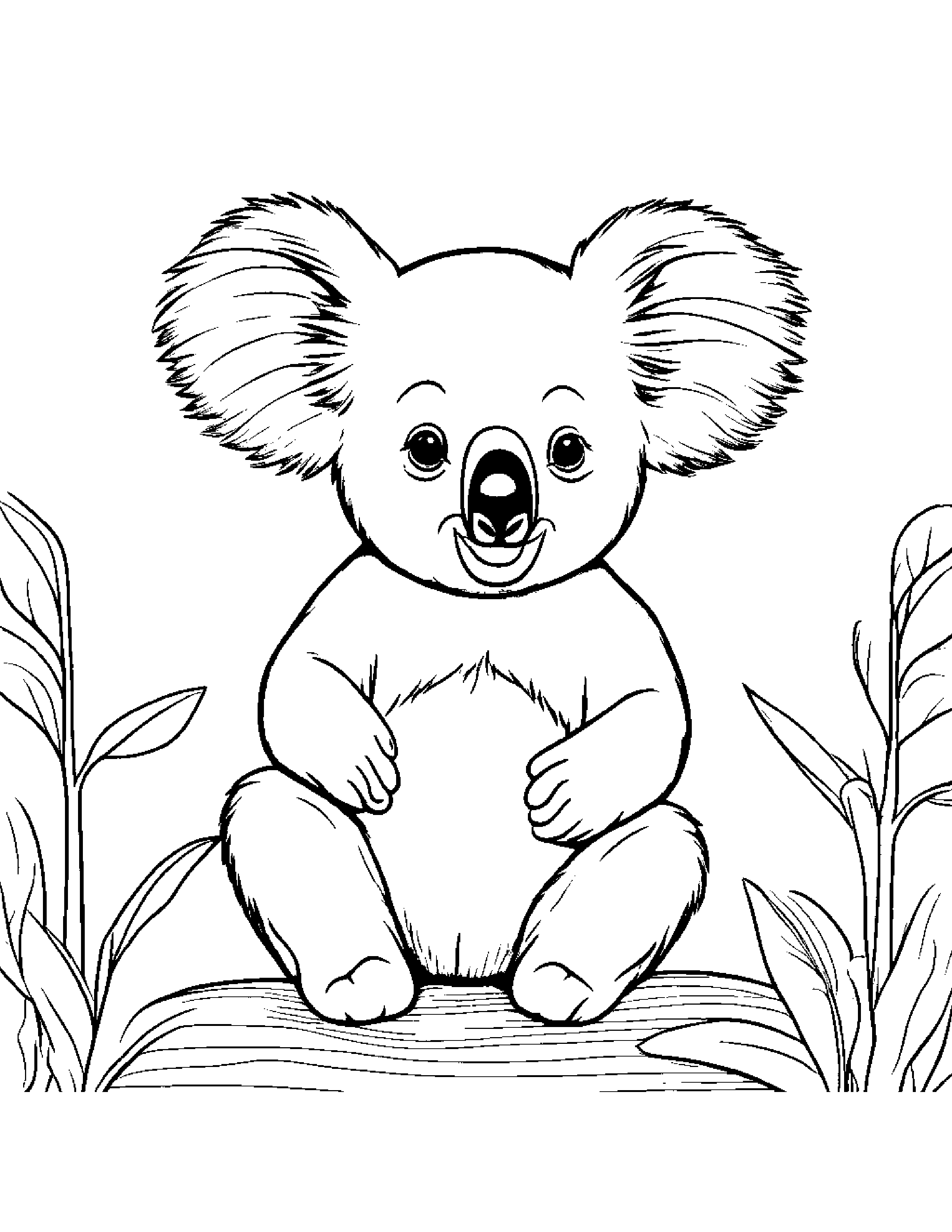 Koala Blowing Bubbles Coloring Page (Free Printable PDF)