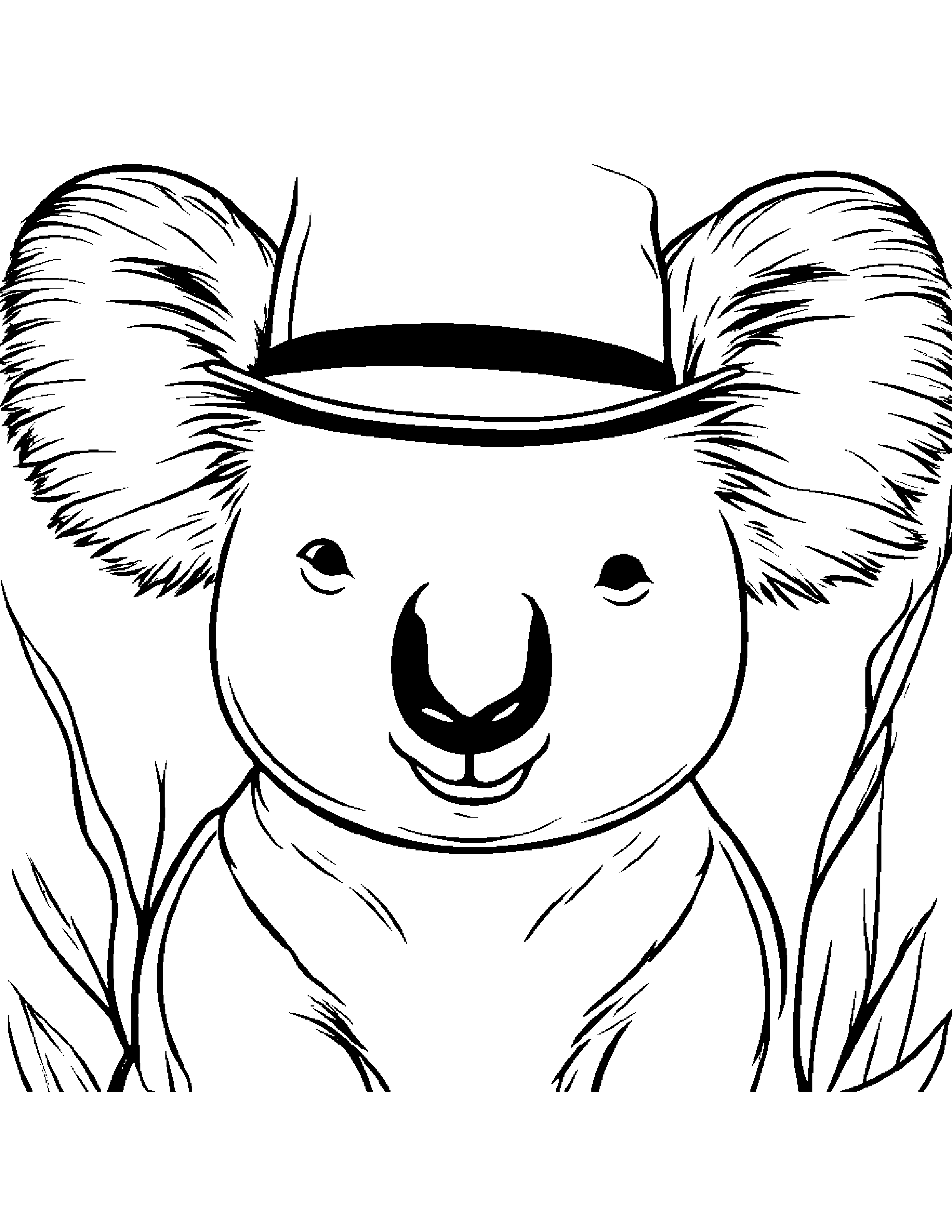 Koala Wearing A Hat Coloring Page (Free Printable PDF)