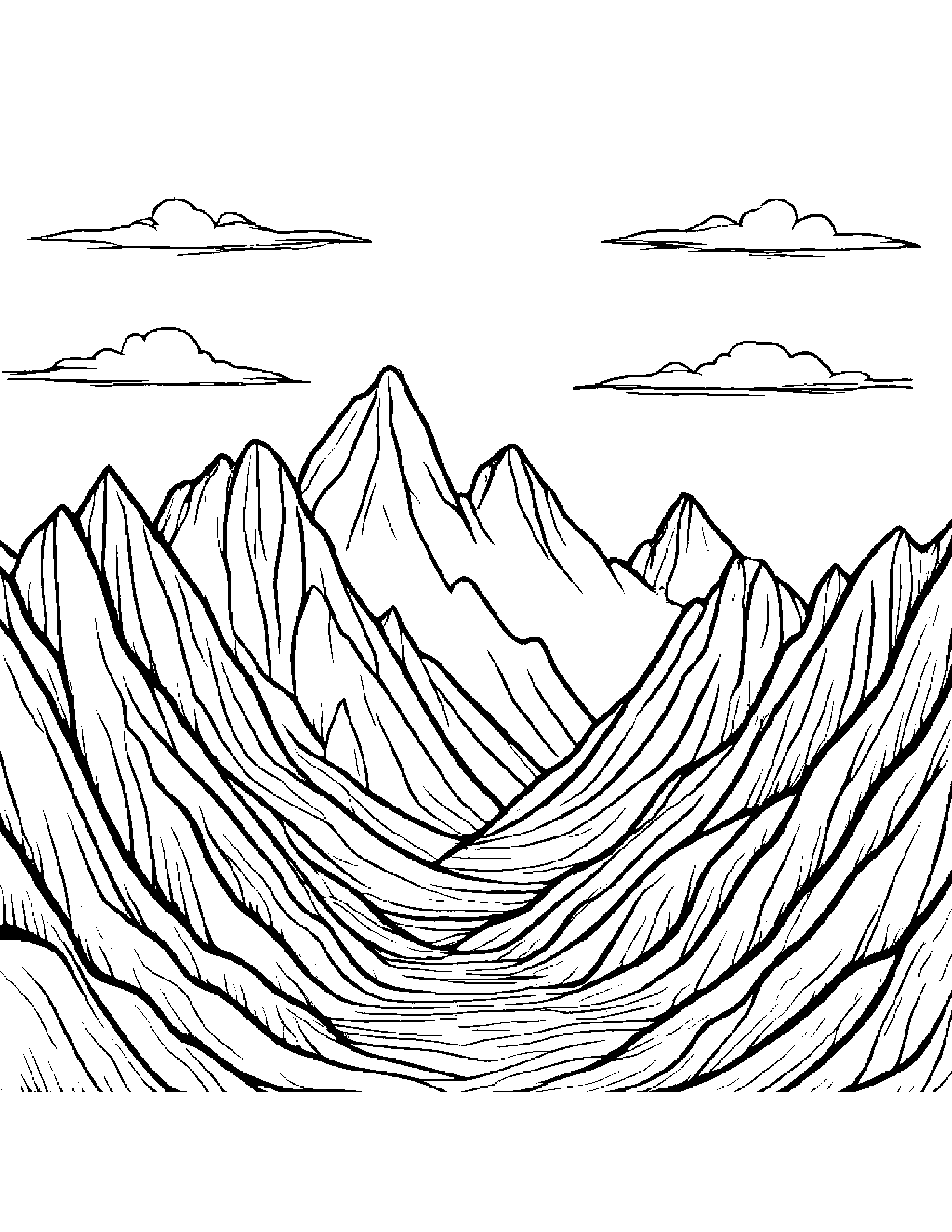 Tiny Mountain Hugging A Heart Coloring Page (Free Printable PDF)