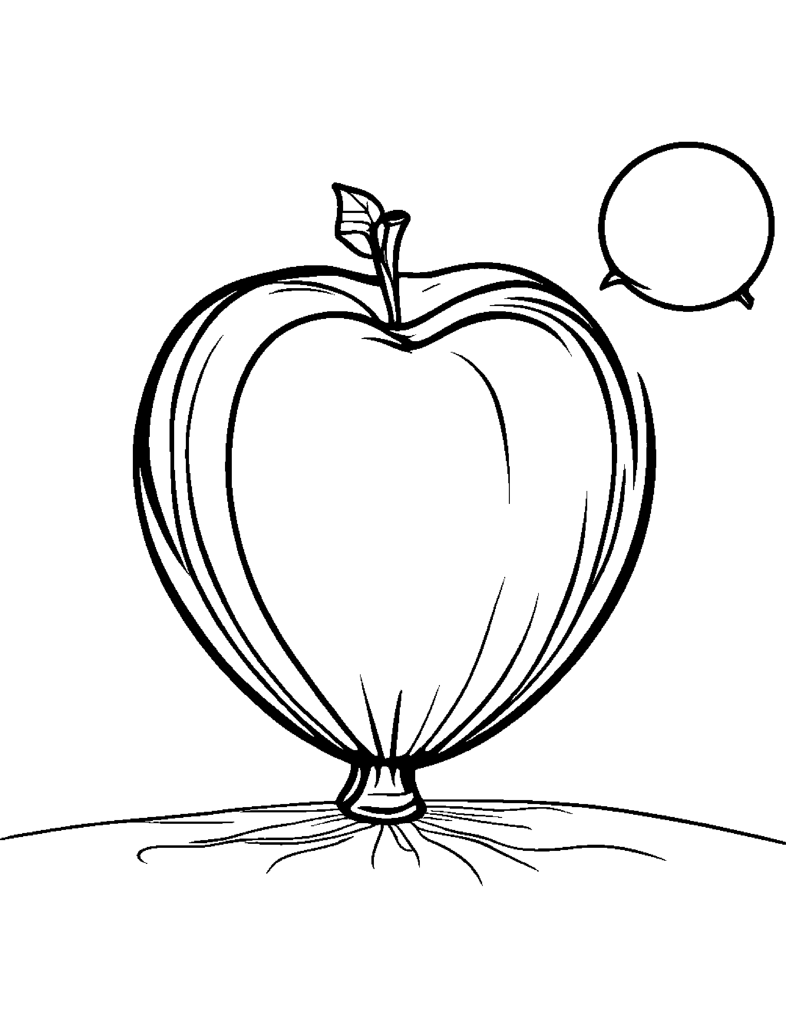 Apple With Balloon Coloring Page (Free Printable PDF)