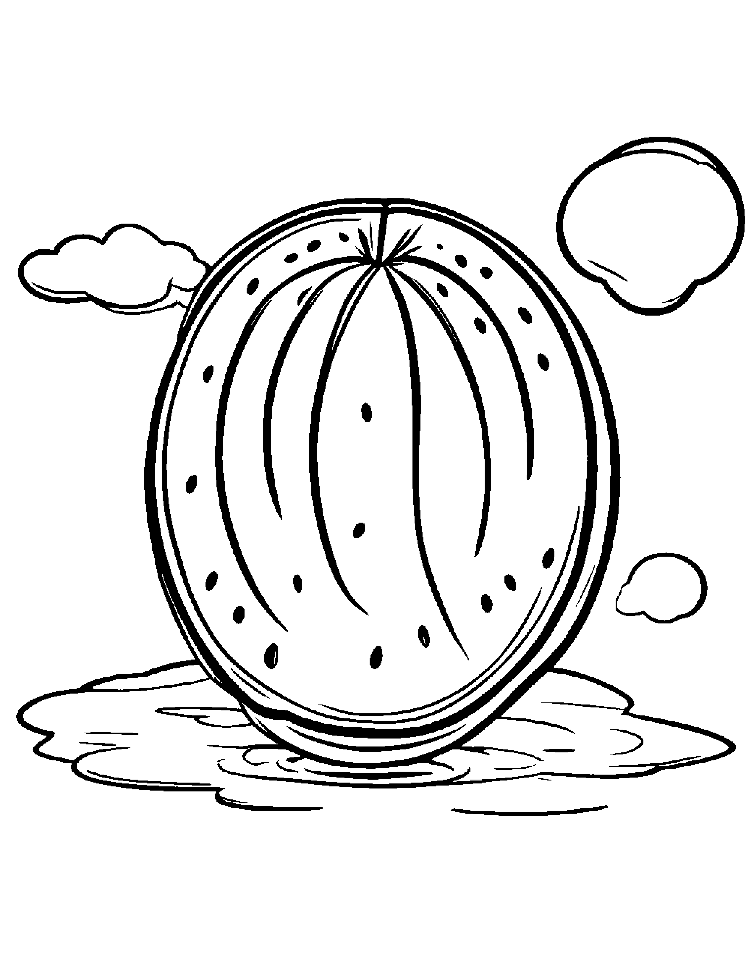 Little Watermelon Slice With Balloon Coloring Page (Free Printable PDF)