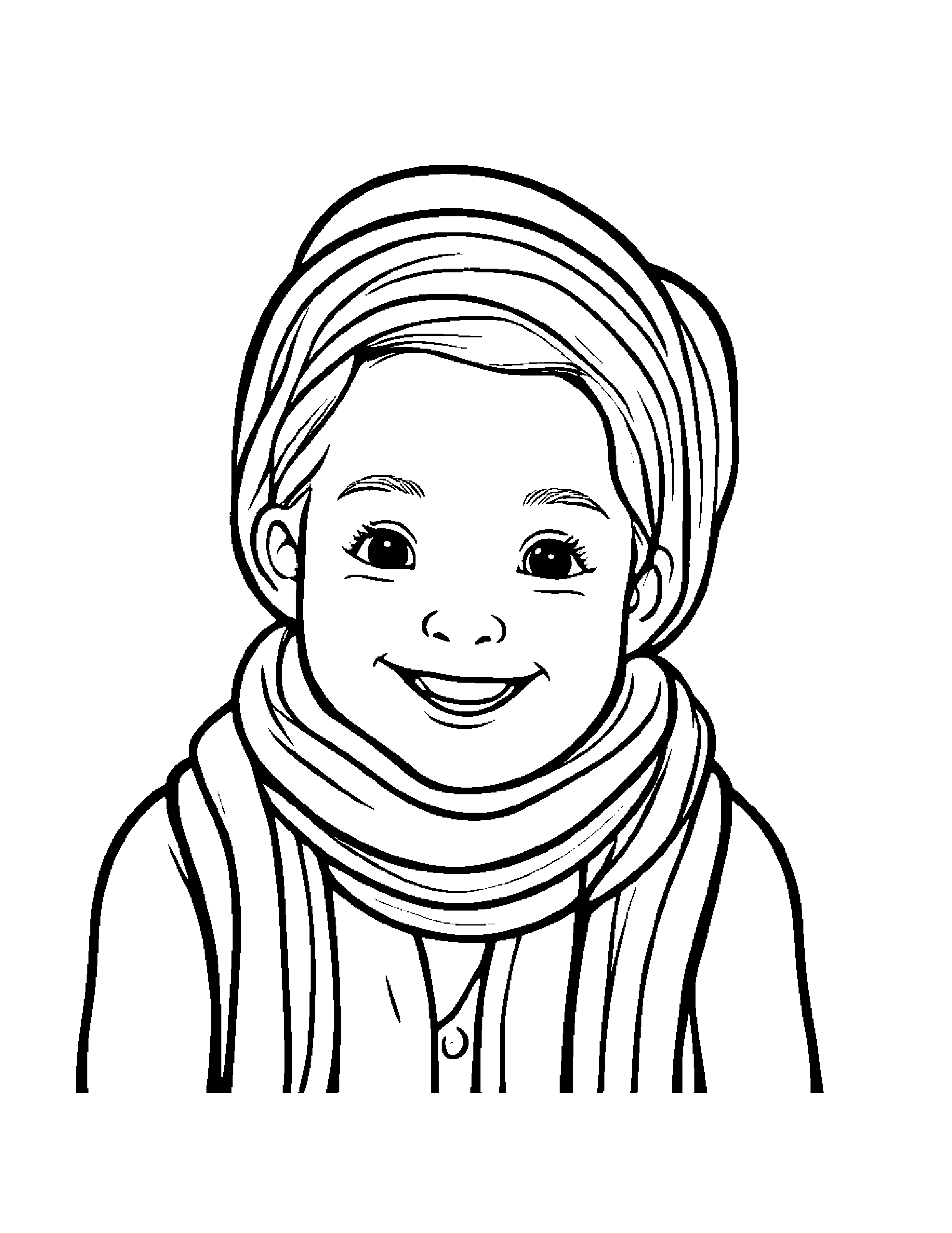 Smiling Rainbow With Scarf #2 Coloring Page (Free Printable PDF)