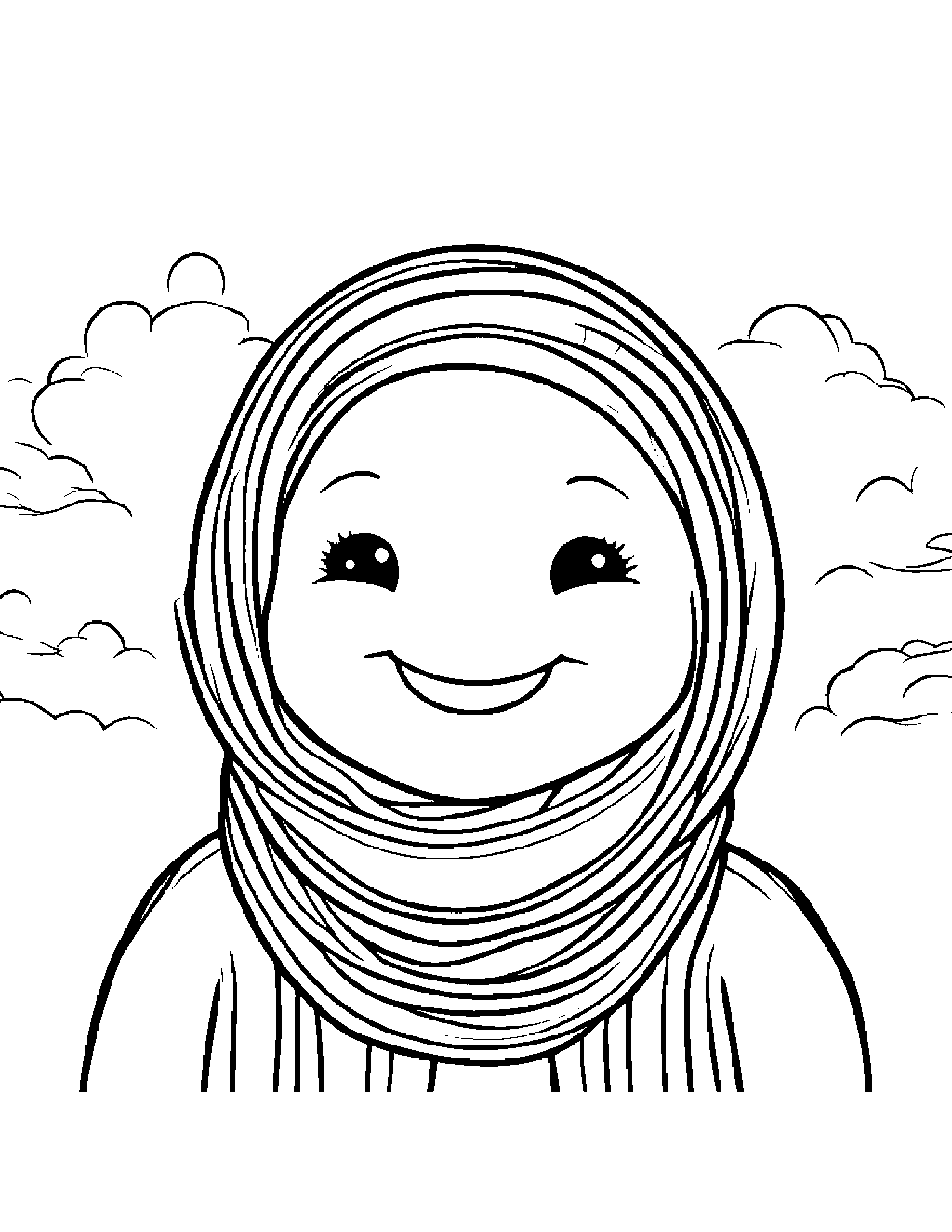 Smiling Rainbow With Scarf Coloring Page (Free Printable PDF)