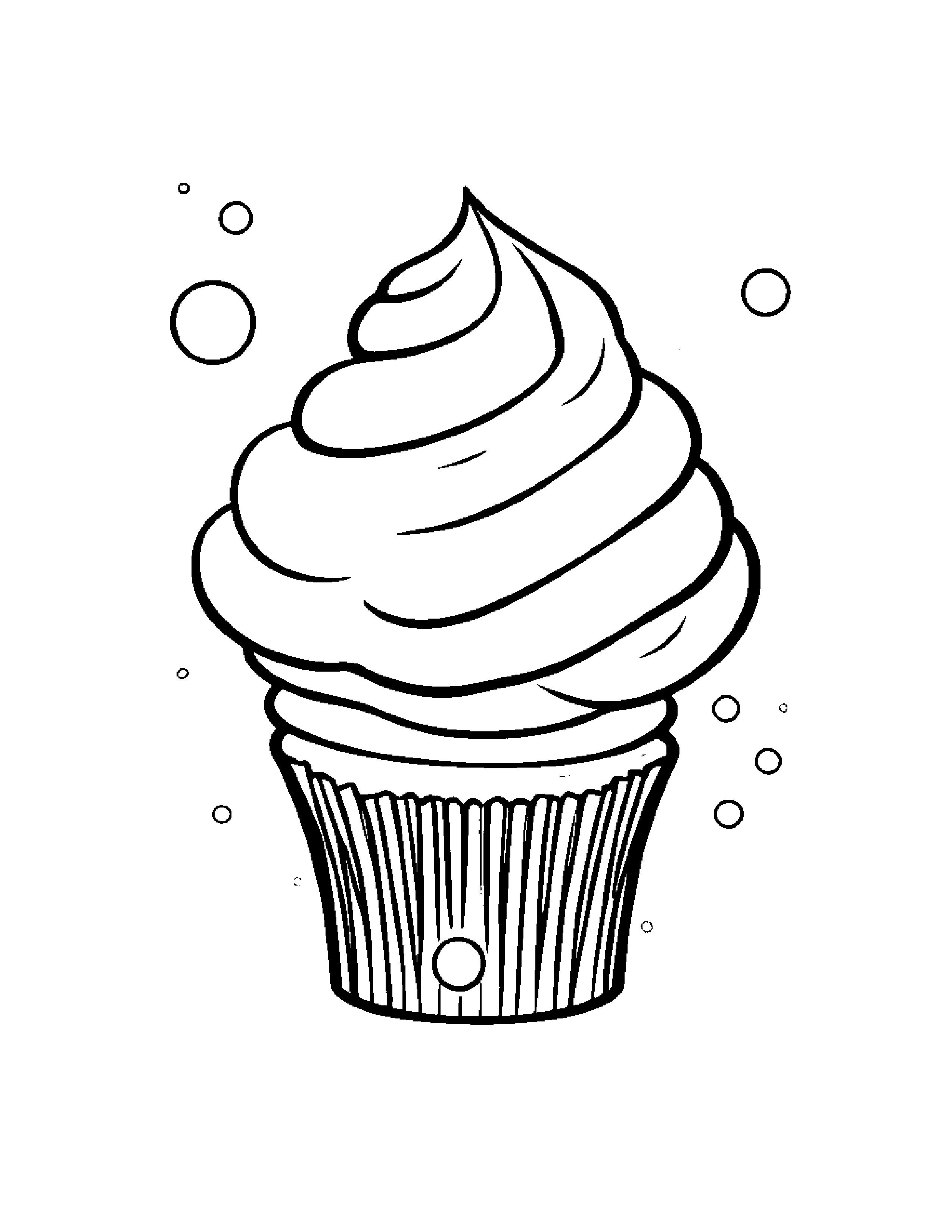 Tiny Cupcake Blowing Bubbles #2 Coloring Page (Free Printable PDF)
