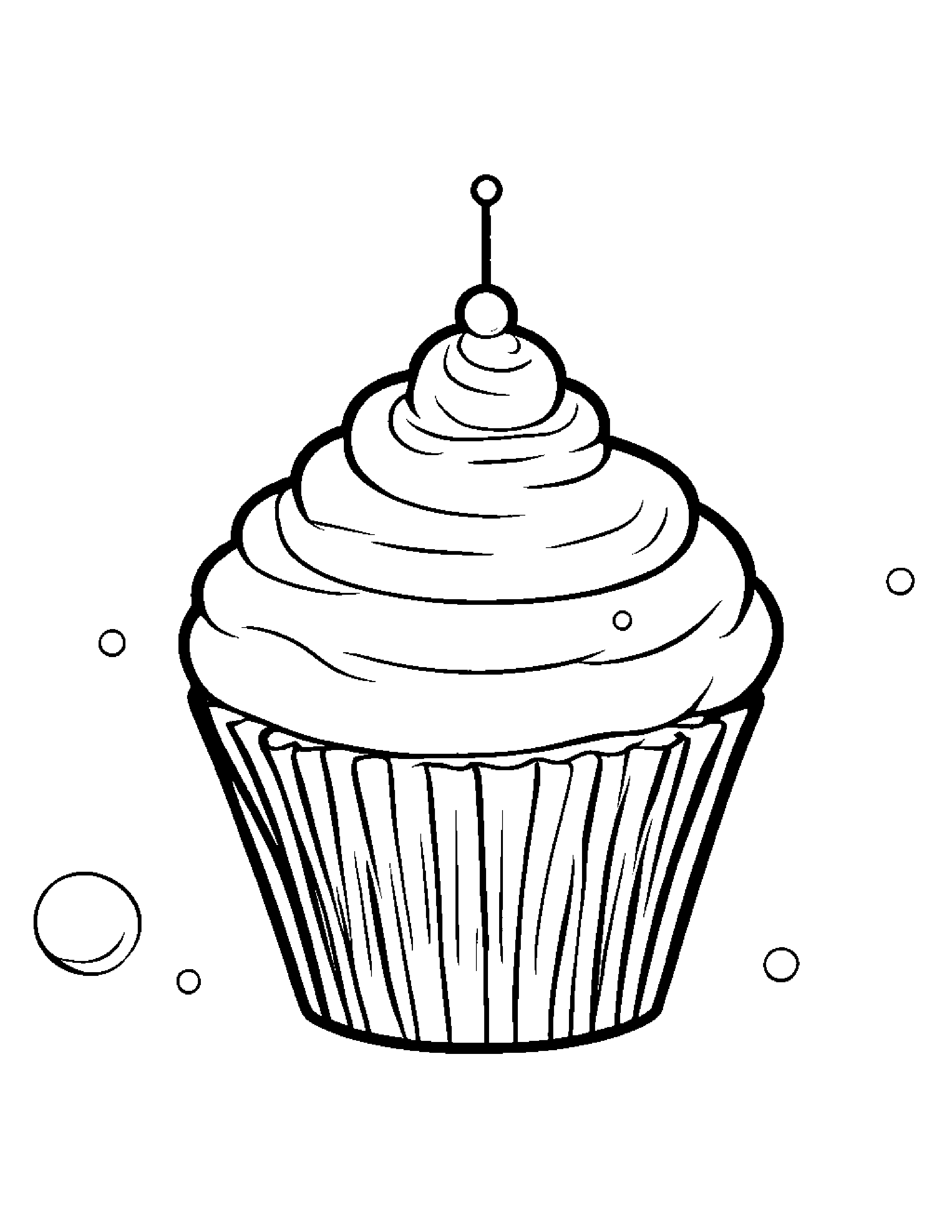 Tiny Cupcake Blowing Bubbles Coloring Page (Free Printable PDF)