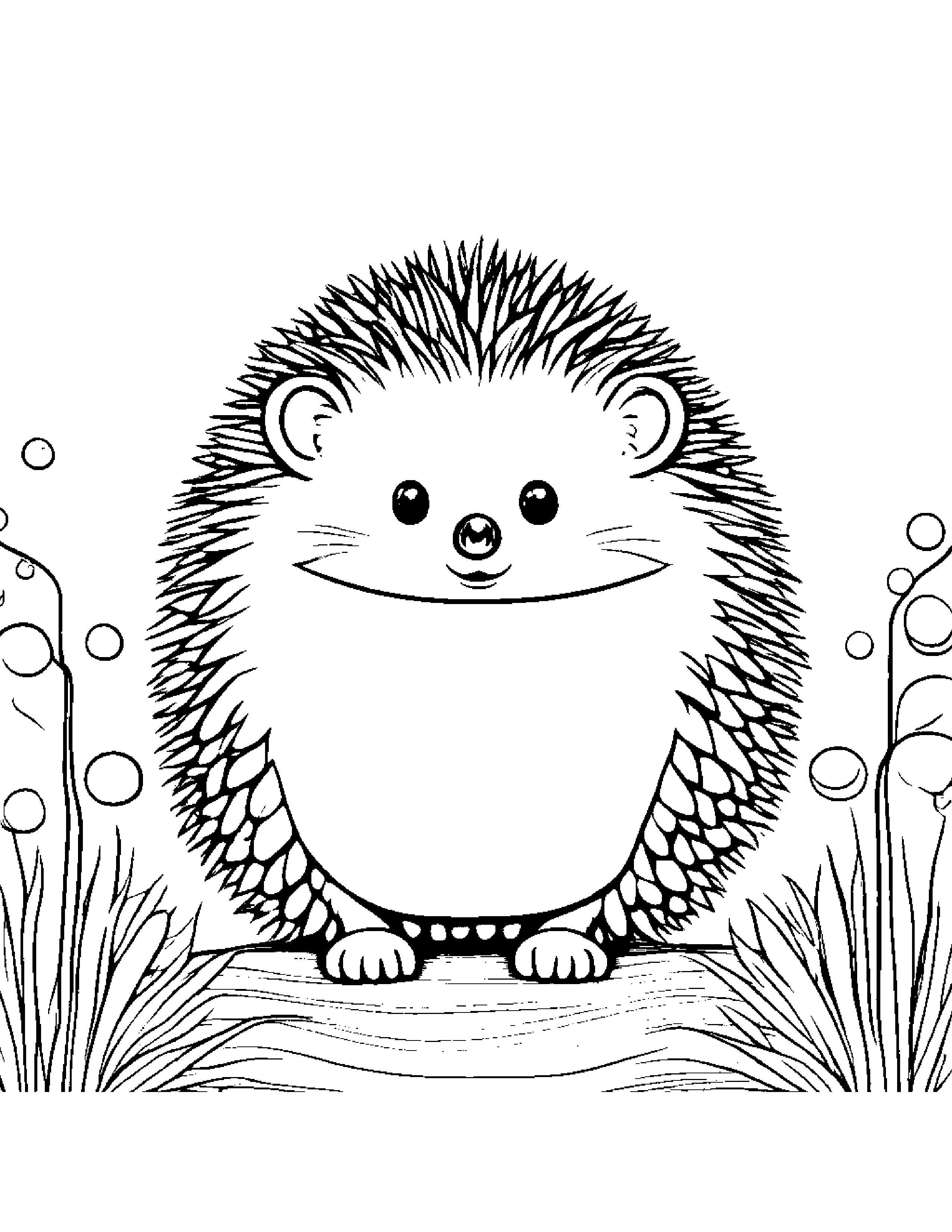 Hedgehog Blowing Bubbles Coloring Page (Free Printable PDF)