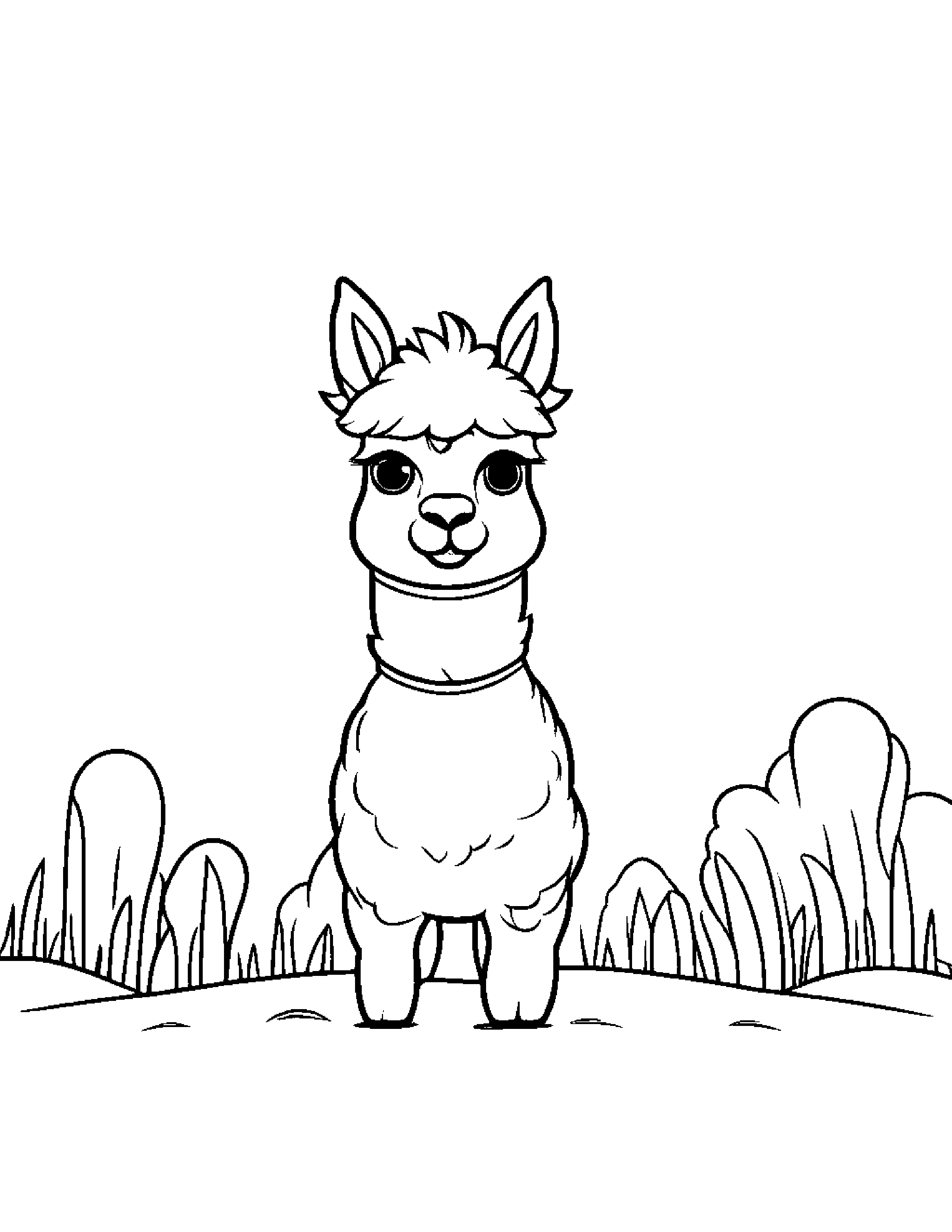Kawaii Alpaca With Balloon Coloring Page (Free Printable PDF)
