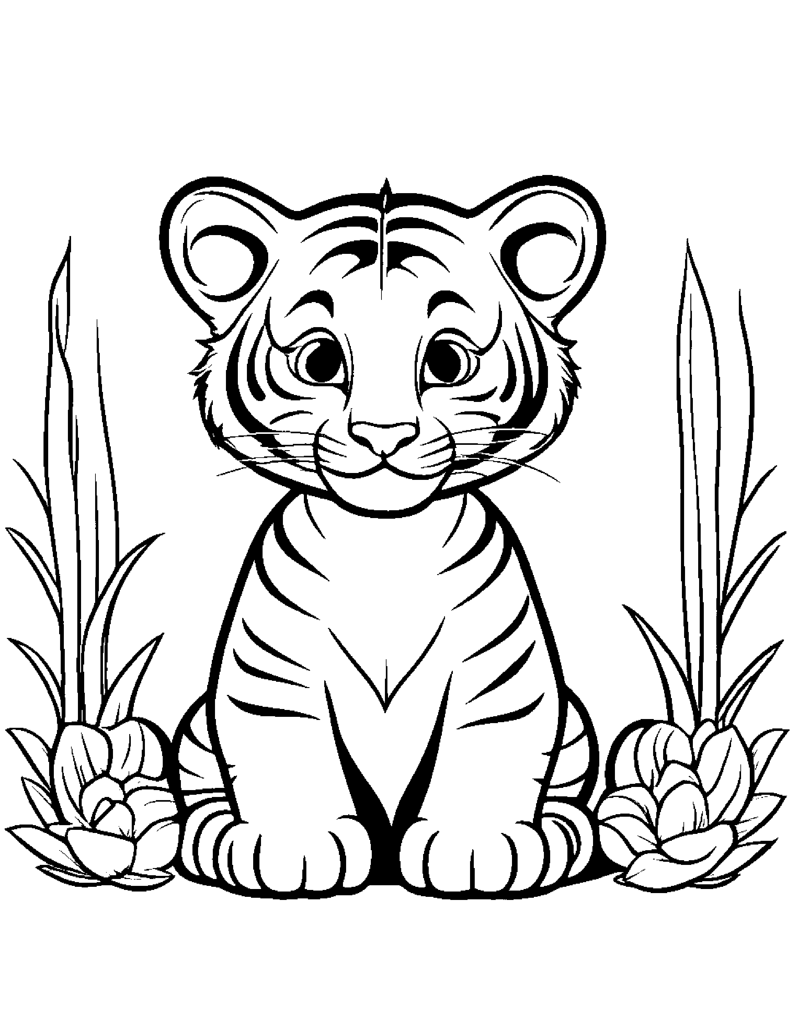 Happy Tiger Cub #2 Coloring Page (Free Printable PDF)
