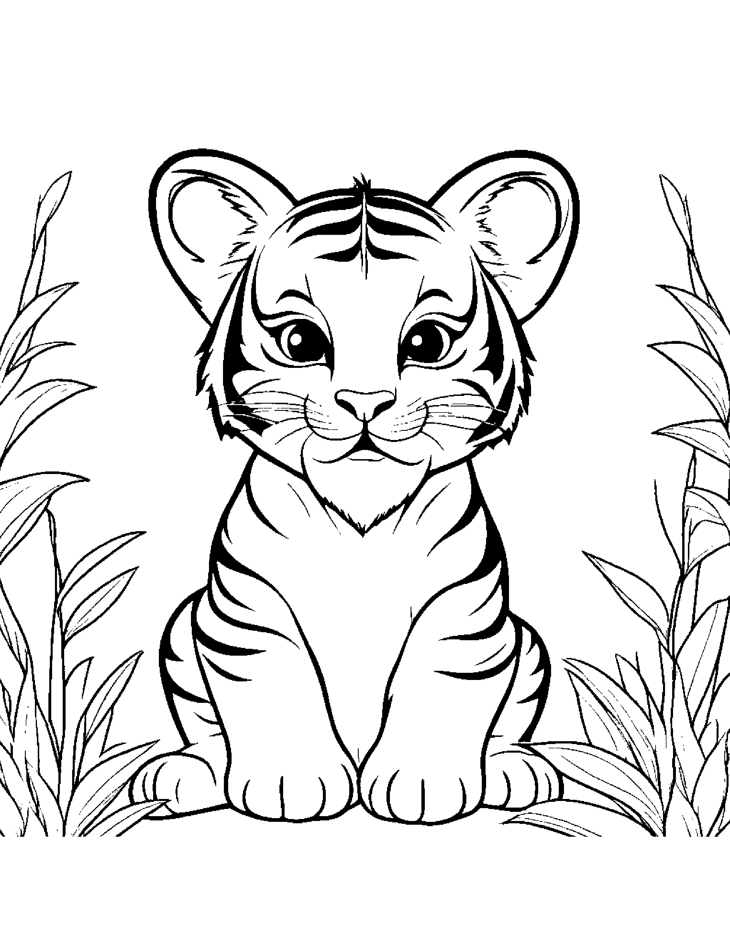 Happy Tiger Cub Coloring Page (Free Printable PDF)